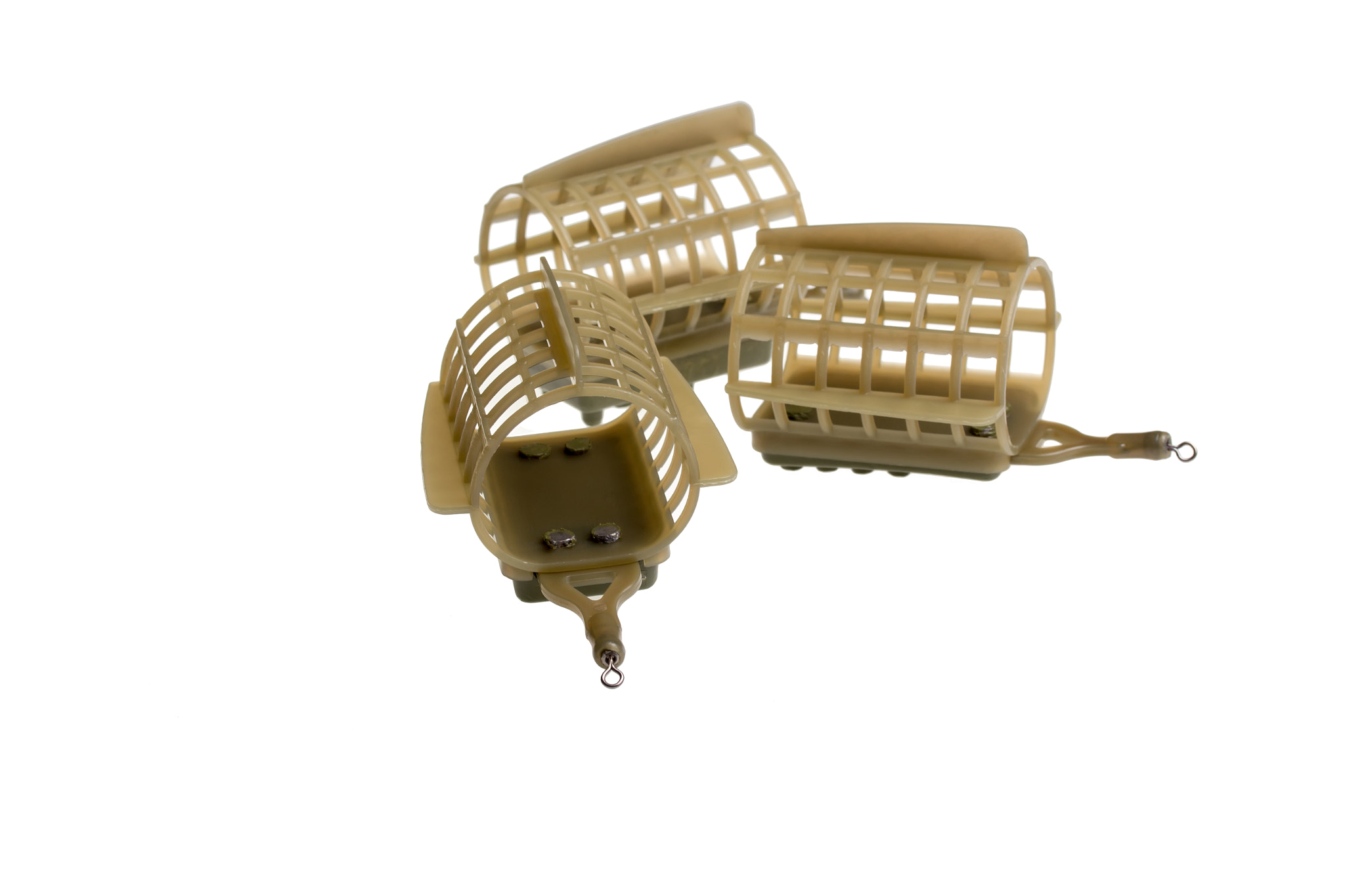 Canon EF-S 60mm F2.8 Macro USM sample photo. Many feeders for fishing on a white background photography