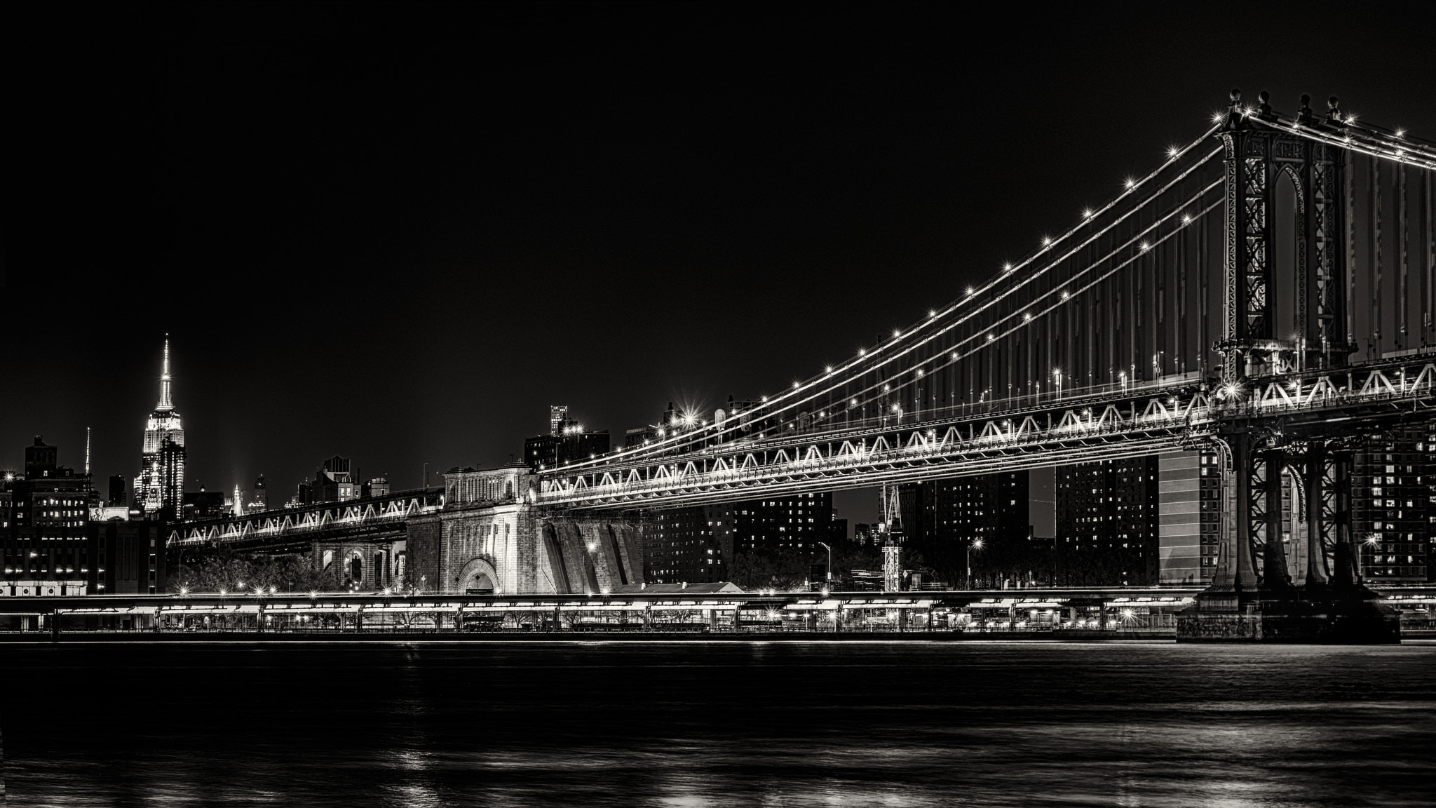 Sony a7R + Sony FE 28-70mm F3.5-5.6 OSS sample photo. Brooklyn bridge & empire state building photography