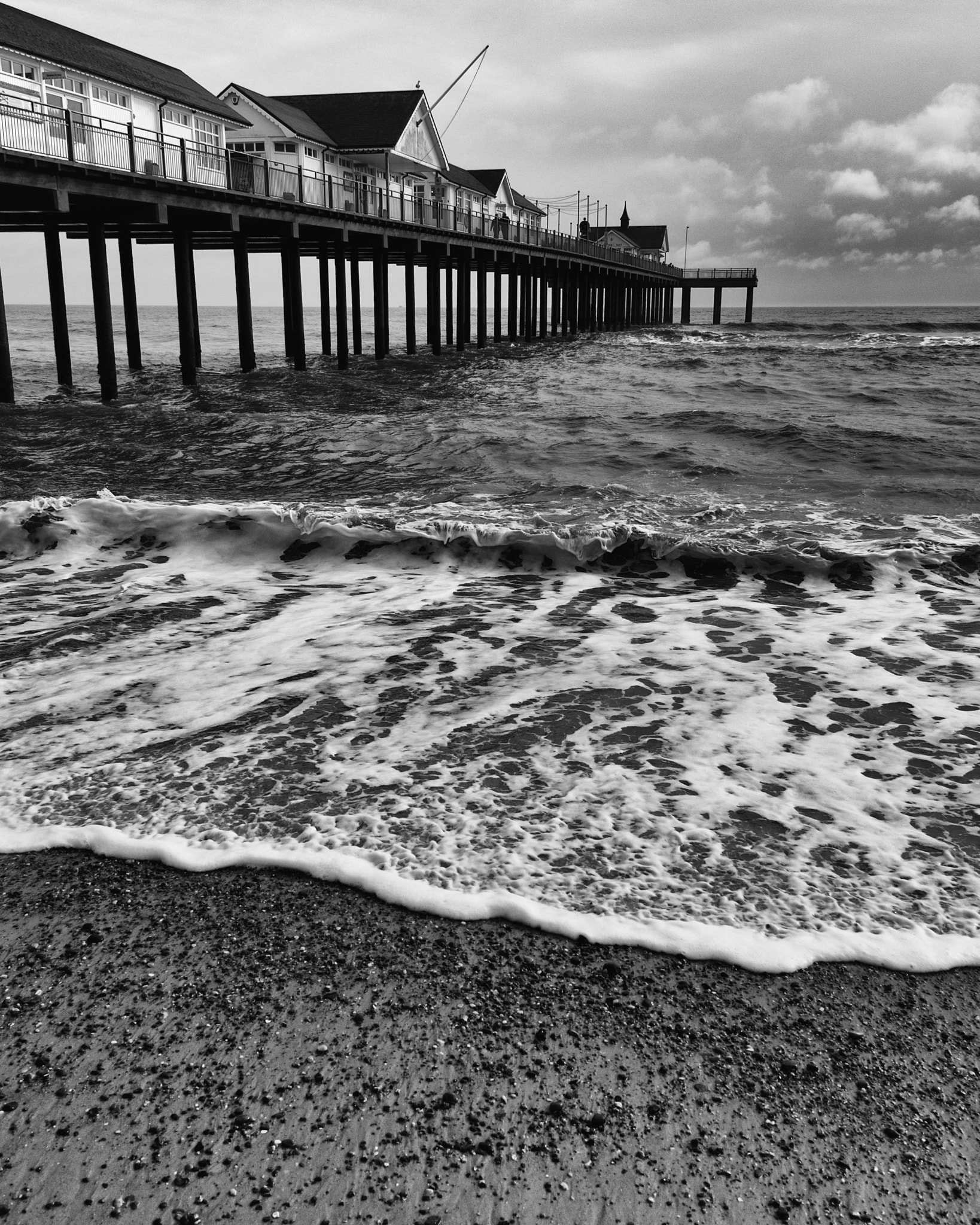 Nikon D200 sample photo. Southwold pier - rough windy day photography