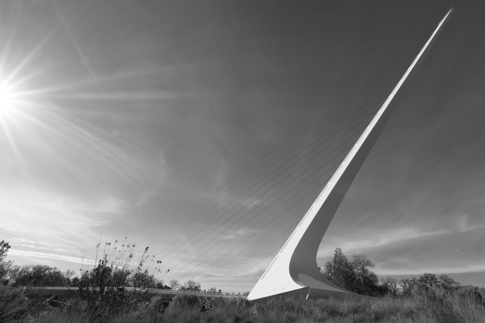 Nikon D7200 sample photo. Sundial bridge sunburst photography
