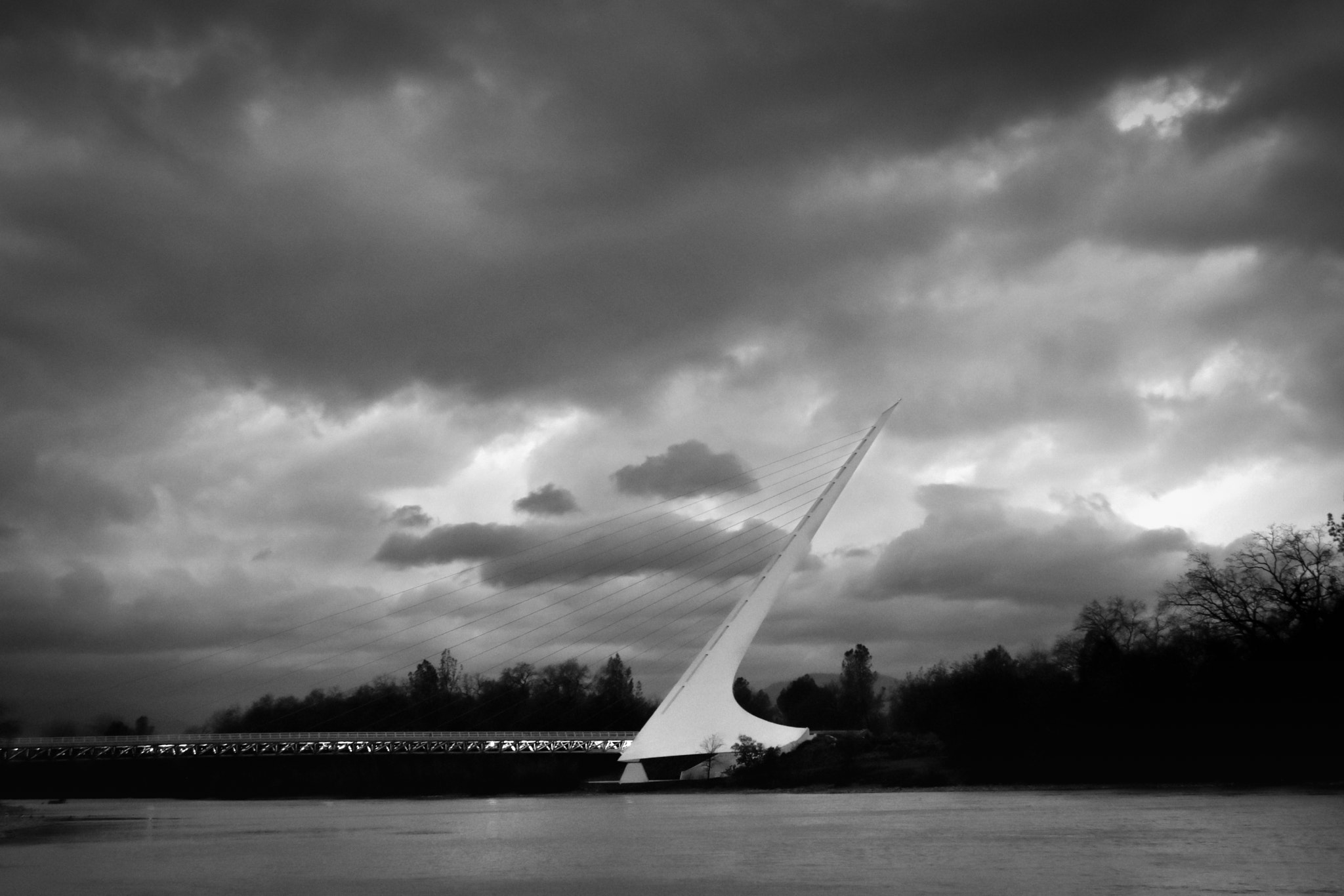 Nikon D7200 sample photo. Sundial bridge in storm photography