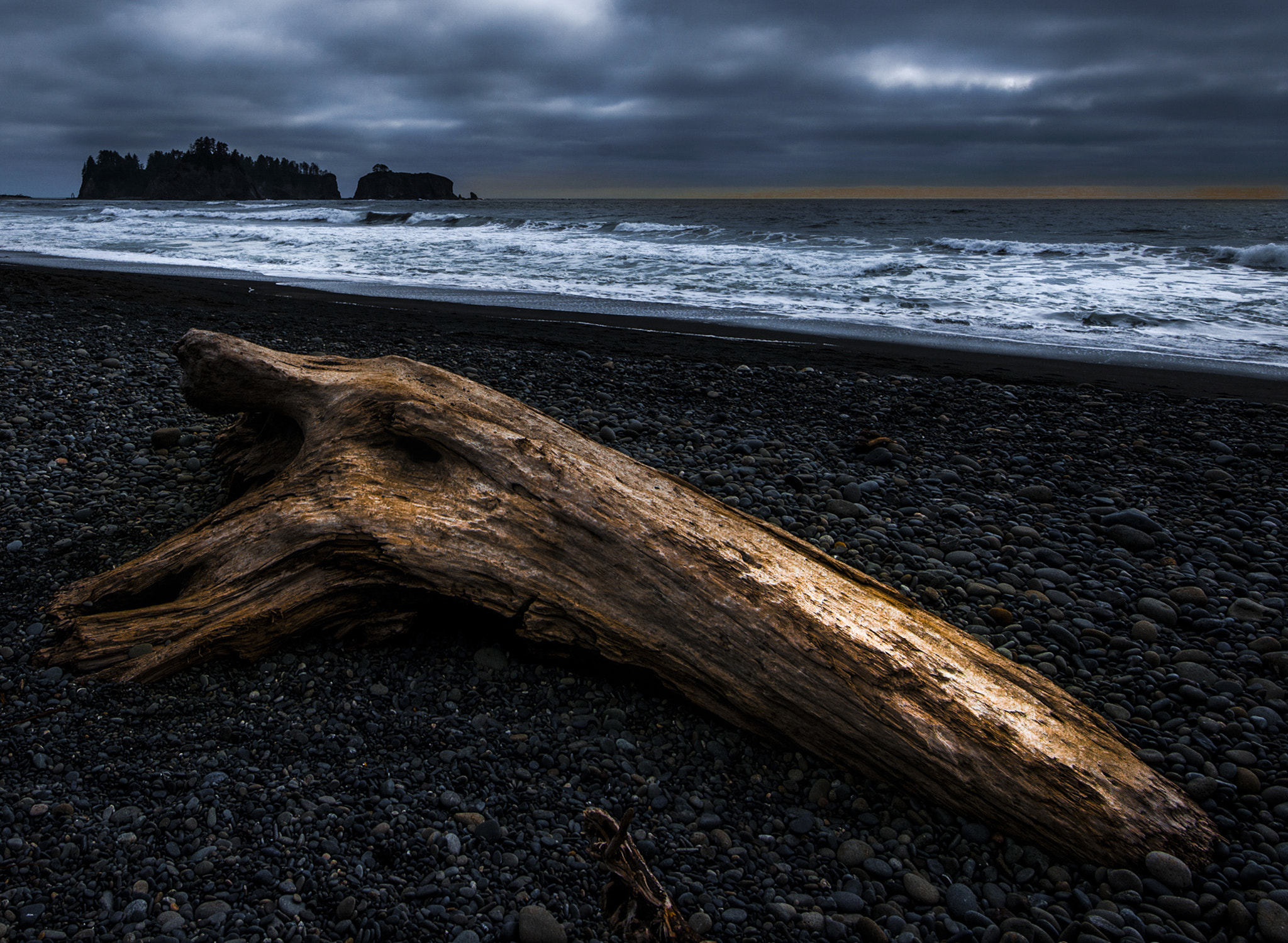 Nikon AF-S Nikkor 16-35mm F4G ED VR sample photo. Storm at sunset at rialto beach photography