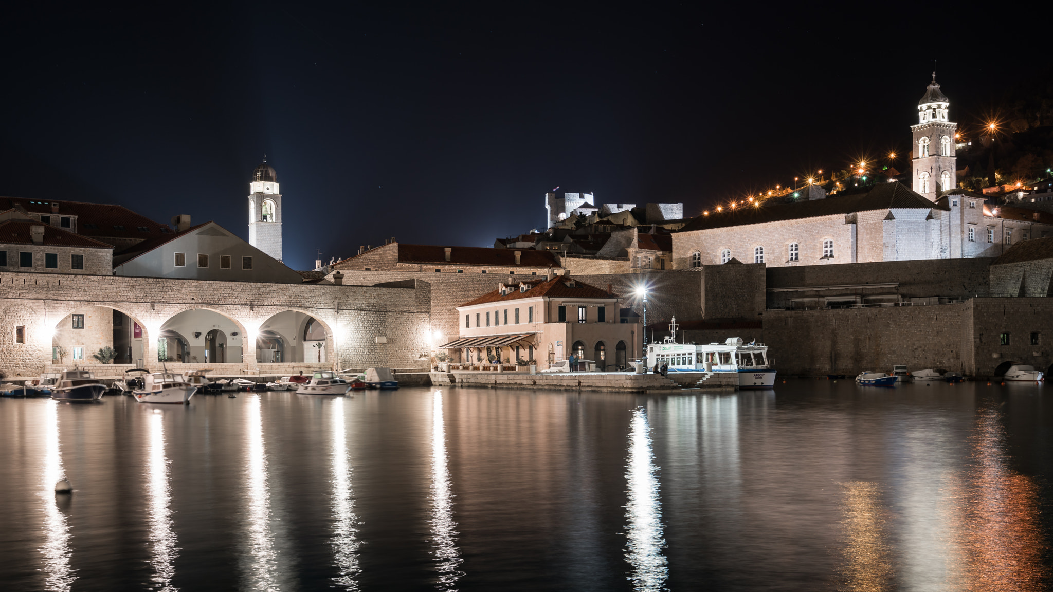 Sony a7R II sample photo. Night harbour photography