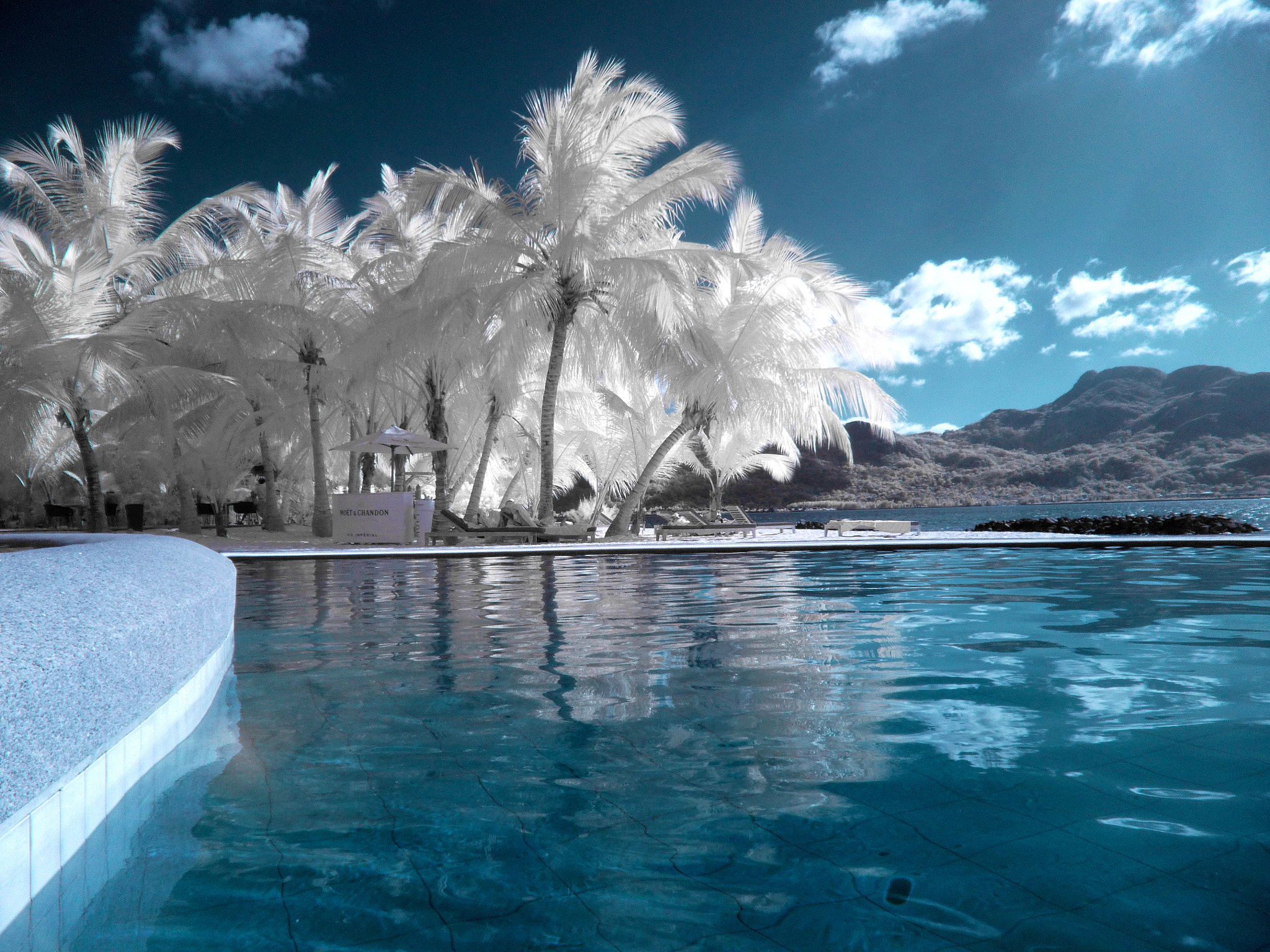 Panasonic DMC-SZ7 sample photo. Infrared picture of the beachcomber seychelles resort photography