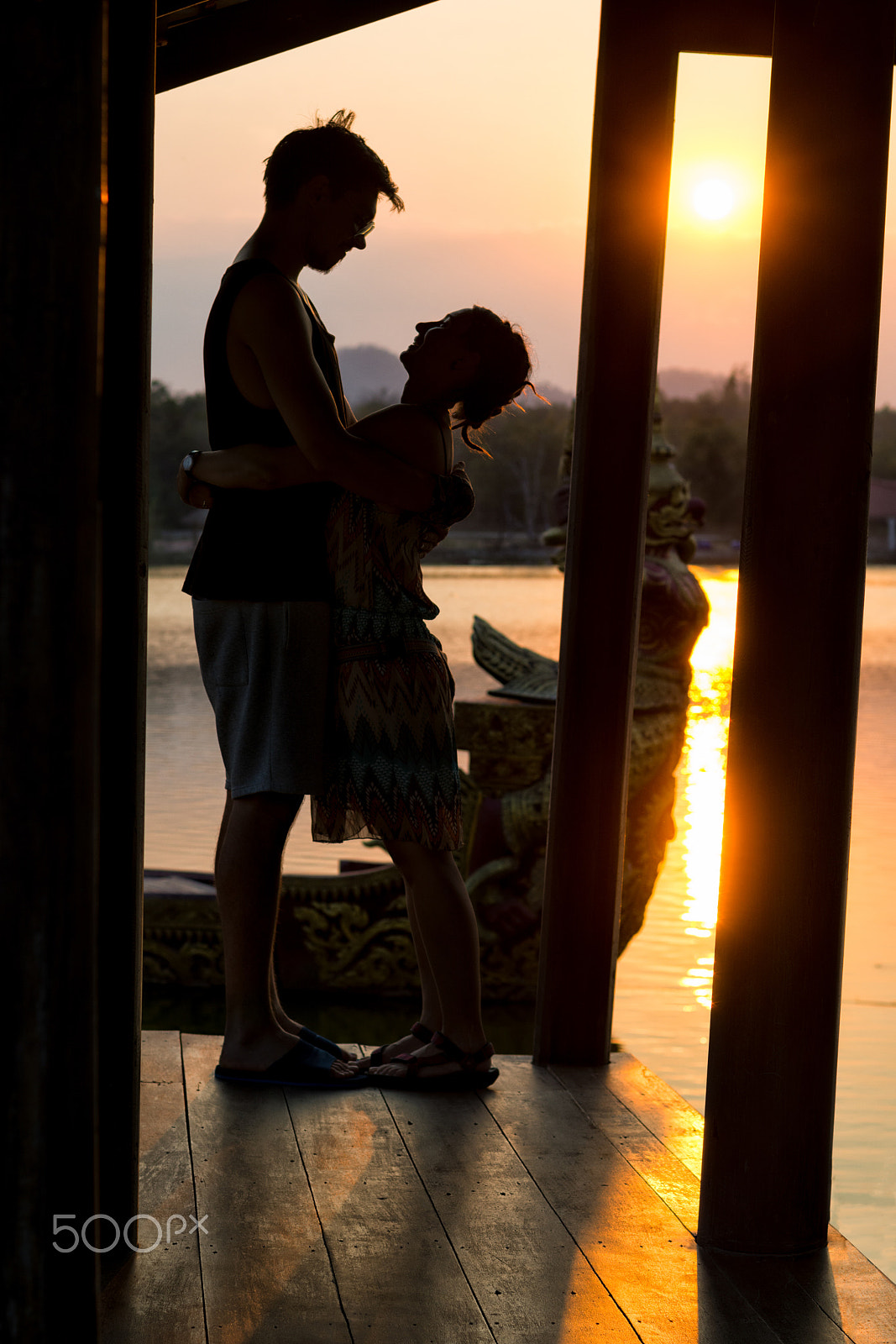 Nikon D7100 sample photo. Couple admiring the sunset in kanchanaburi, thailand photography