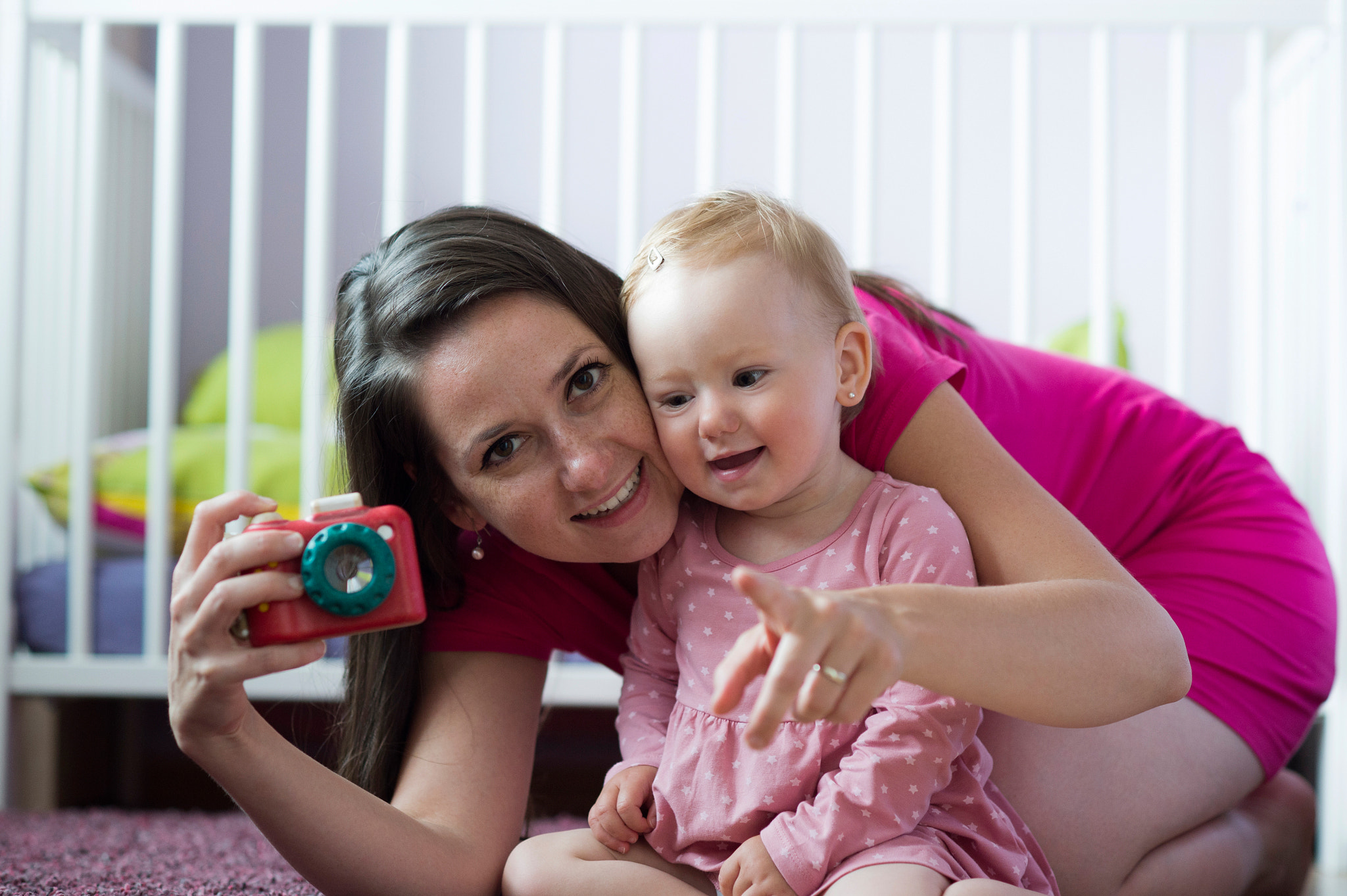 Nikon D4S sample photo. Beautiful young mother with her cute baby daughter posing photography