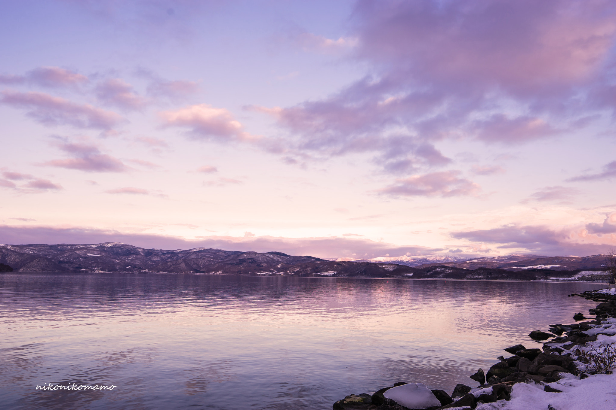 Sony a7 sample photo. Magic hour of lake toya. photography