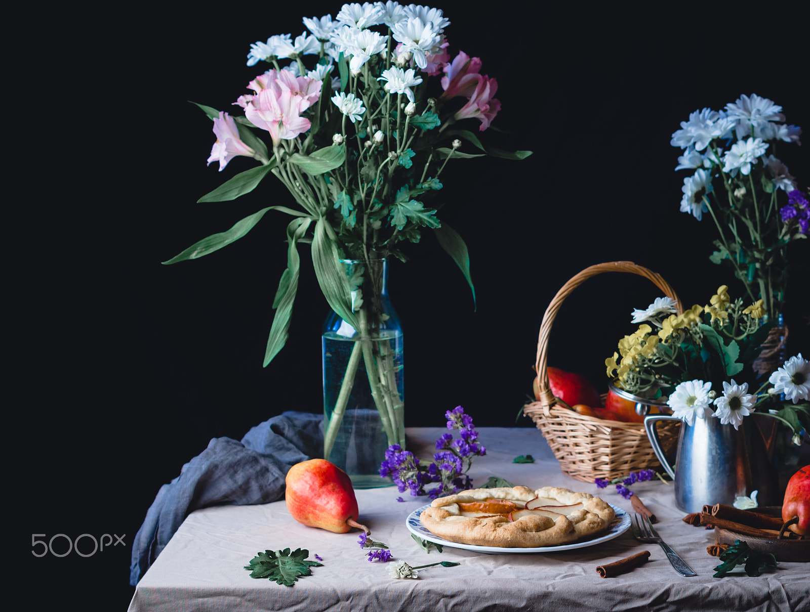 Pentax K-30 + Pentax smc DA 50mm F1.8 sample photo. French open pie with pears and cinnamon photography