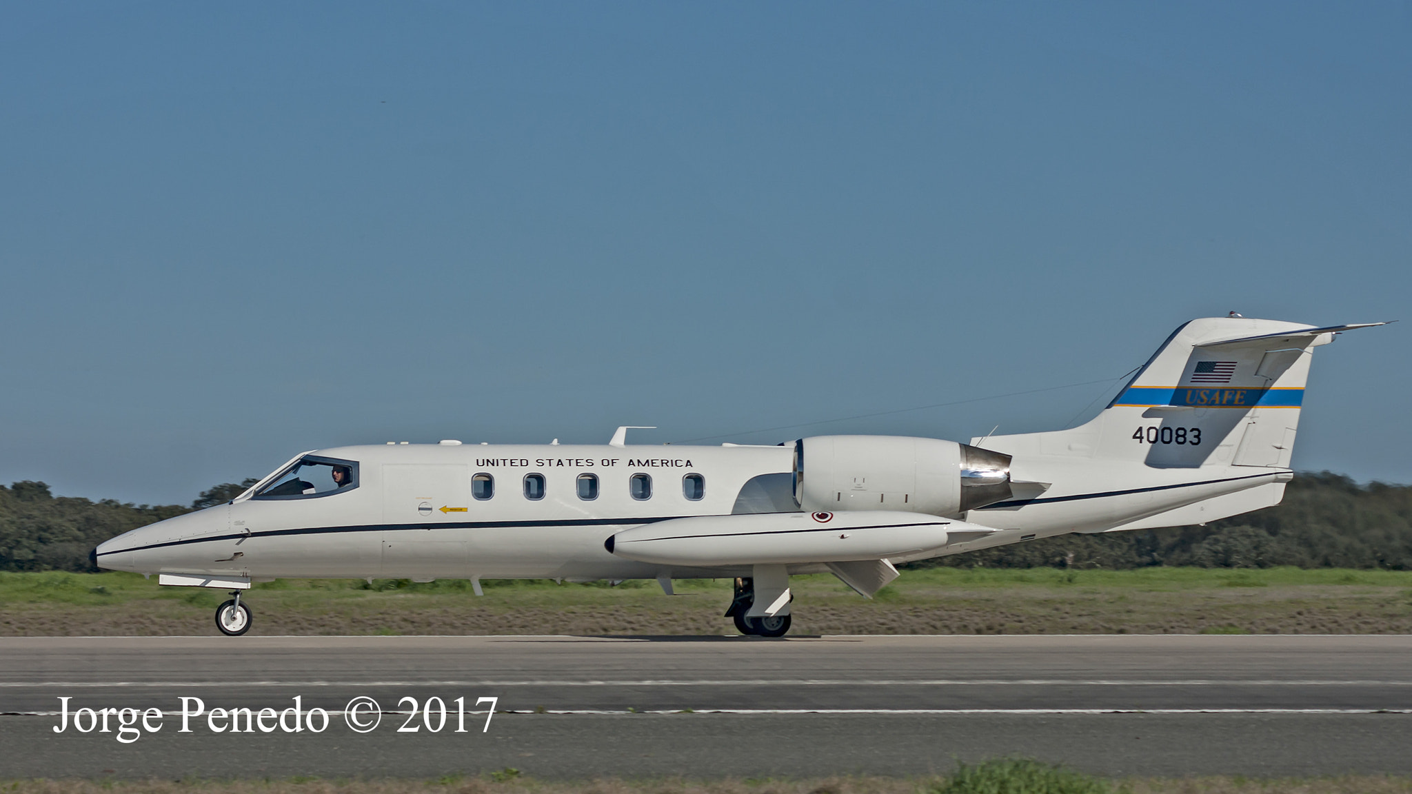Sony Alpha DSLR-A390 + Sigma 30mm F1.4 EX DC HSM sample photo. Learjet 35 40083 usaf europe photography