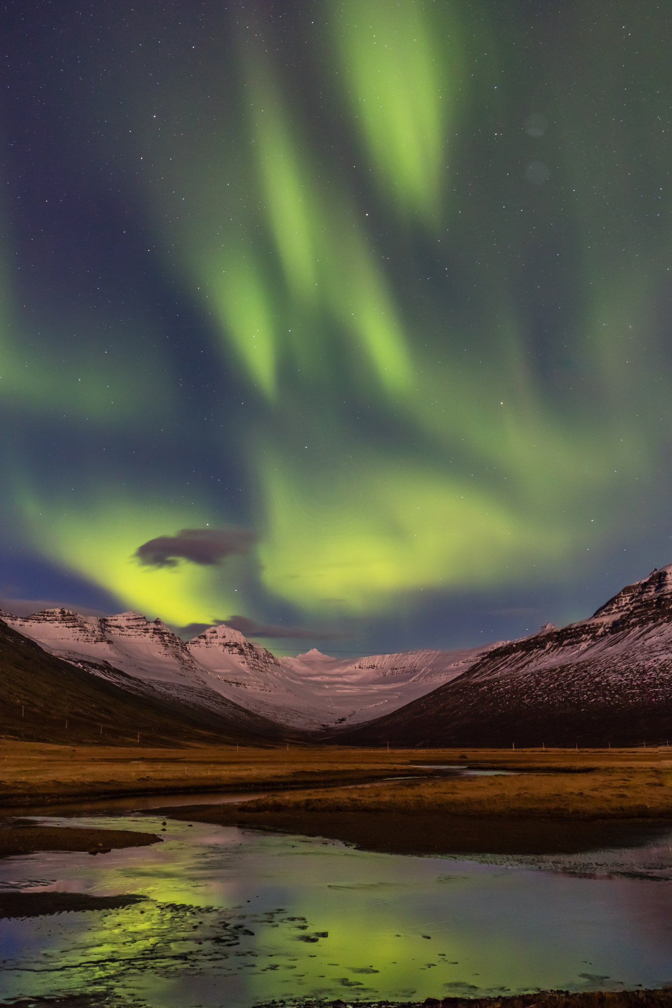 Canon EF 16-35mm F4L IS USM sample photo. Iceland-stöðvarfjörður-northern lights and full moon photography