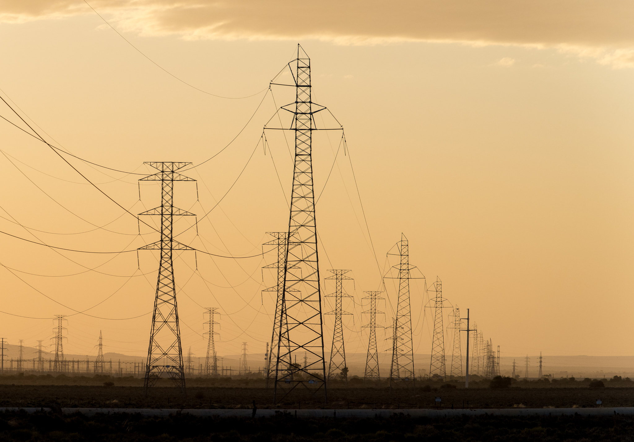 Nikon AF-S Nikkor 70-200mm F2.8G ED VR II sample photo. Power lines in outback australia photography