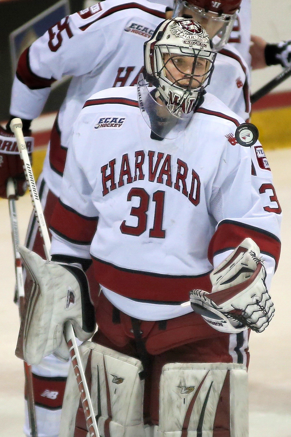 Canon EF 200mm f/1.8L + 1.4x sample photo. 03/17/2017ecac semi final gamelake placid ny#19 quinnipiac vs #2 harvard photography
