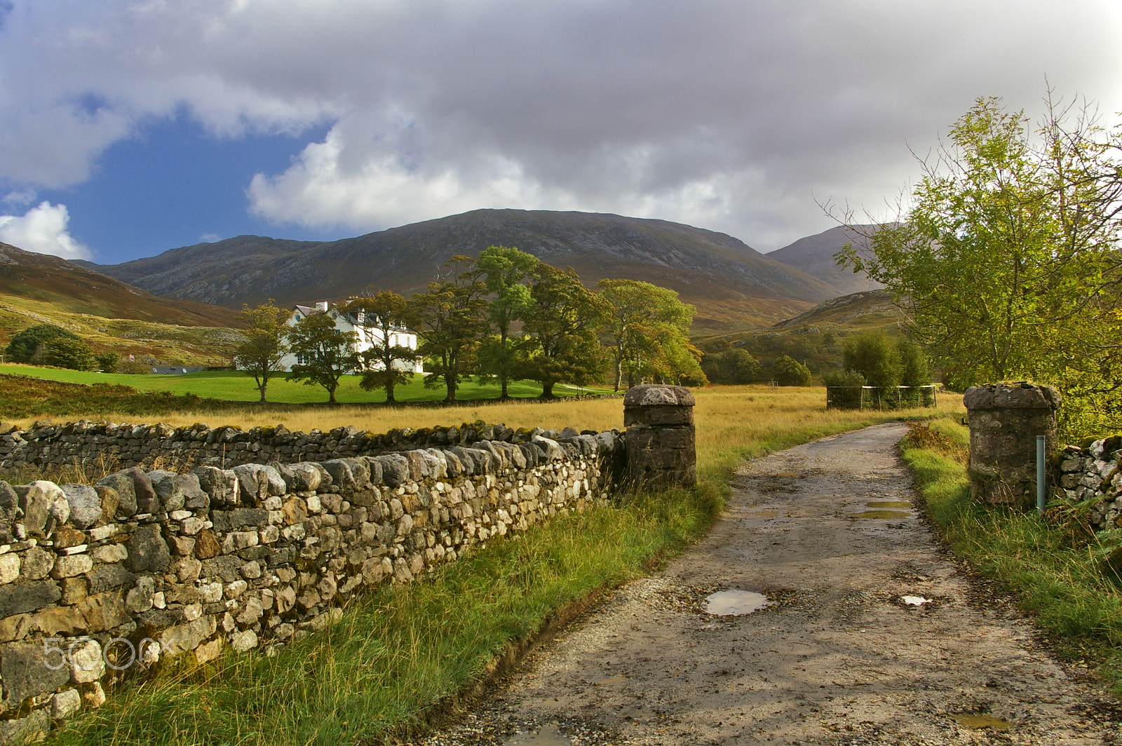 Pentax K100D sample photo. Gravel road in the mountains of assynt, sutherland photography