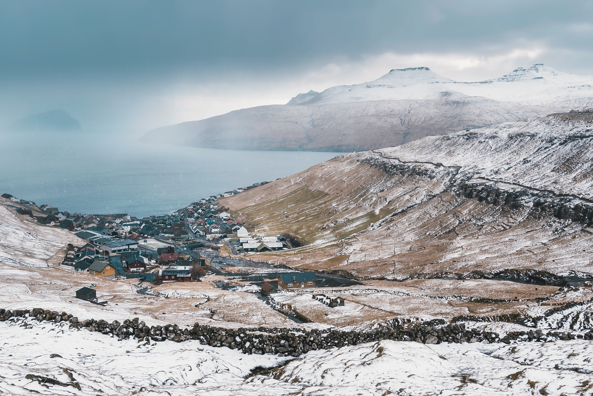 Sony a7S II sample photo. Faroe village in the snow photography