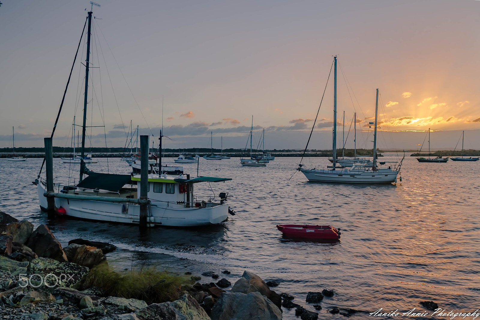 Canon EOS 6D sample photo. Iluka bay - boats (sunset after cyclone debbie) photography