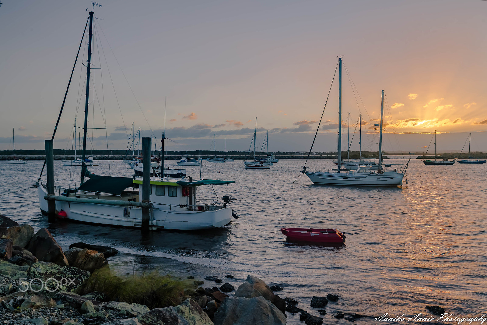 Canon EF 16-35mm F2.8L II USM sample photo. Iluka bay - boats (sunset after cyclone debbie) photography