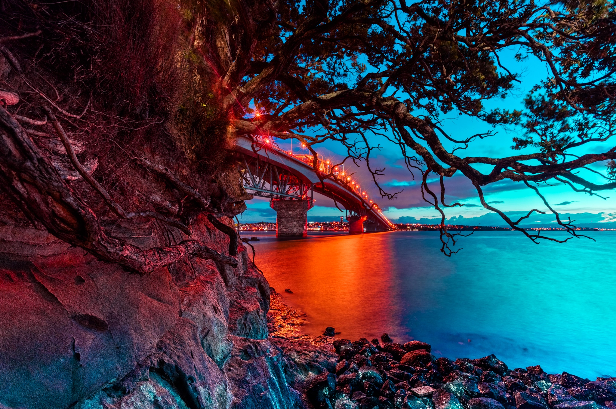 E 15mm F4.5 sample photo. Auckland harbour bridge photography