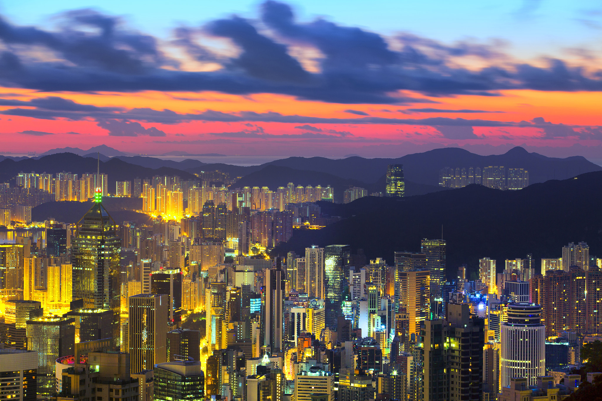 Hong Kong cityscape before sunrise