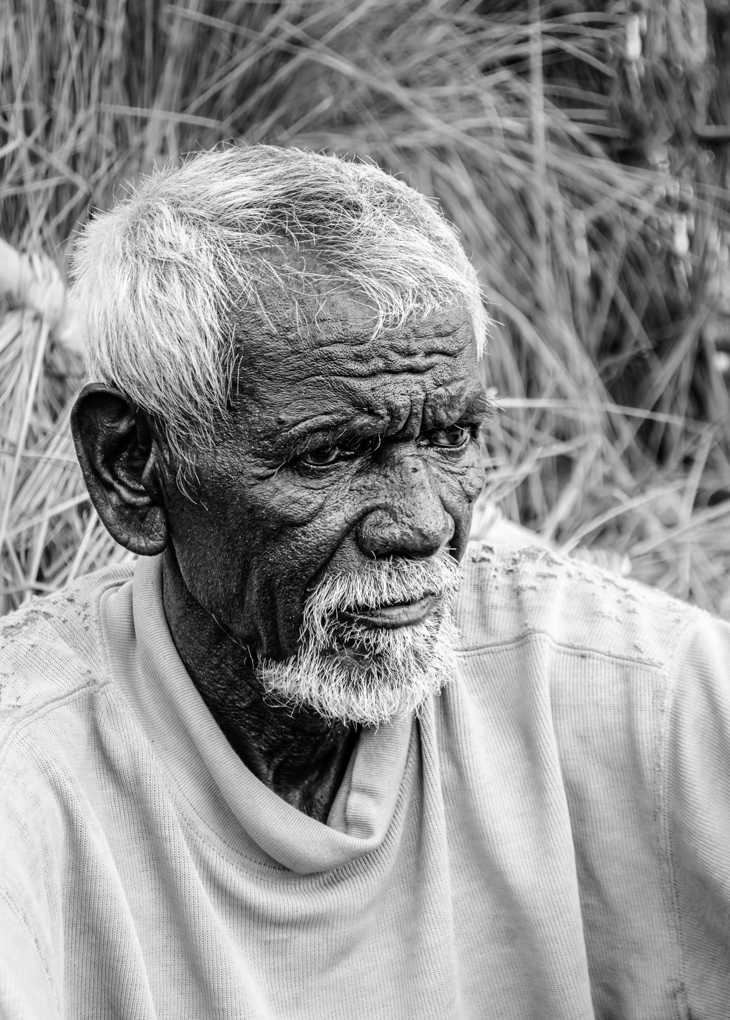 Nikon D7200 + Nikon AF-S DX Nikkor 18-55mm F3.5-5.6G VR sample photo. Close up  of tribal old man with white hair and beard with copy space photography