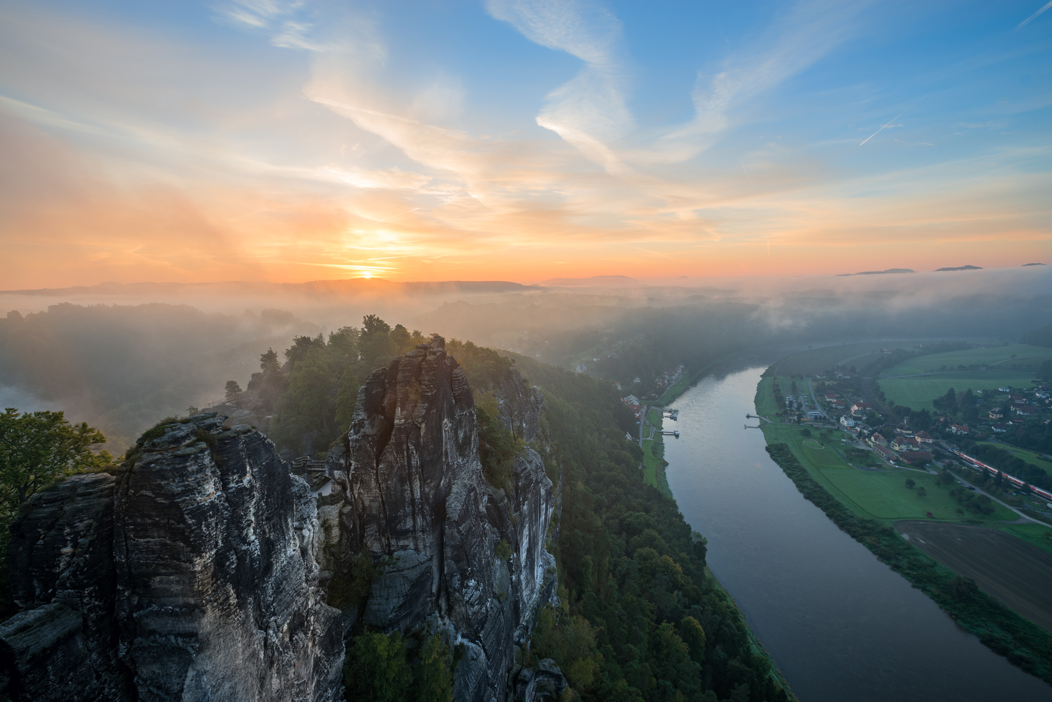 Sony a7R + Canon EF 16-35mm F2.8L USM sample photo. View on elbe from bastai, rathen photography