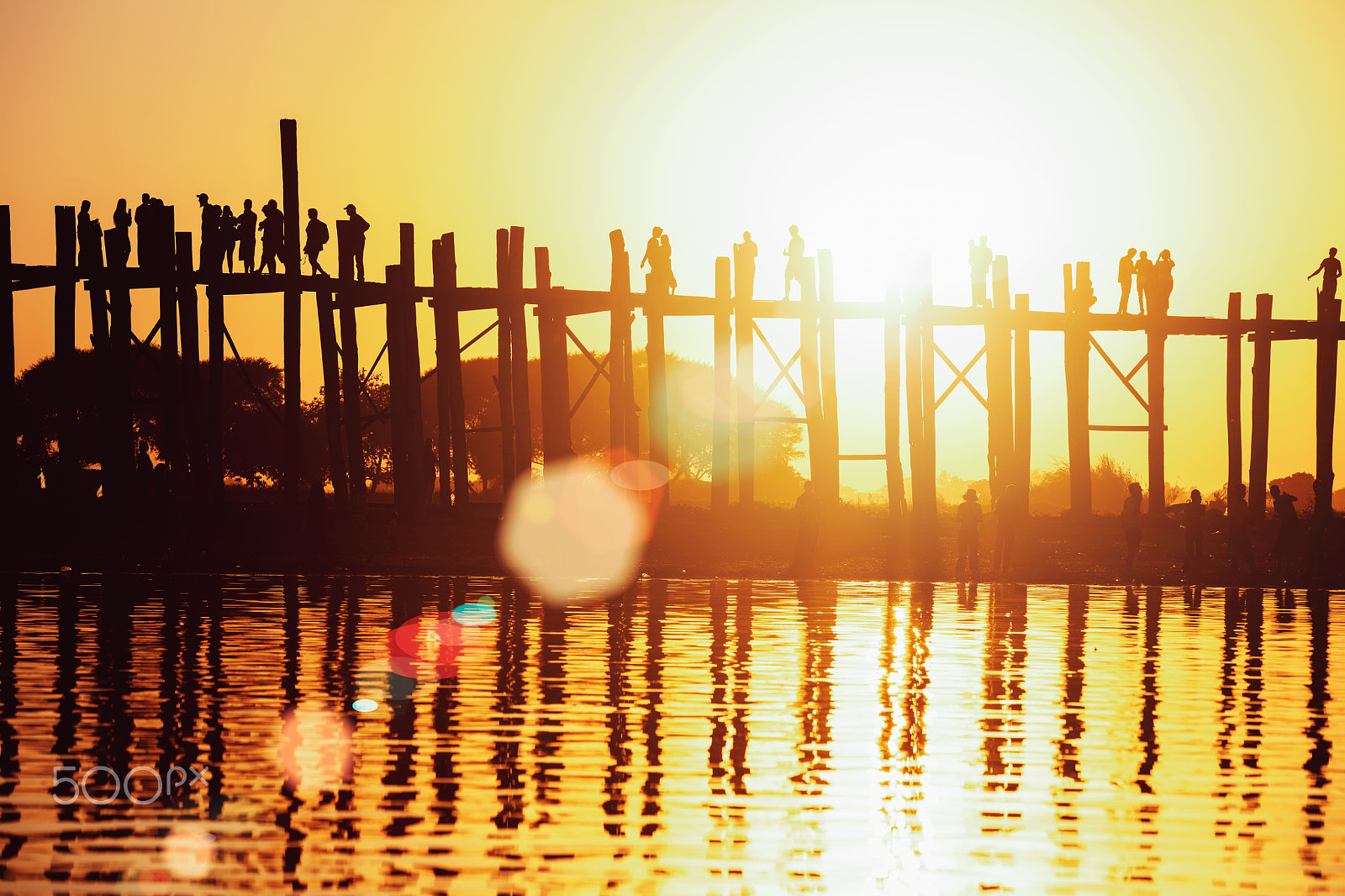 Canon EOS 5DS R sample photo. Silhouette of people traveling across the u bein bridge in the e photography