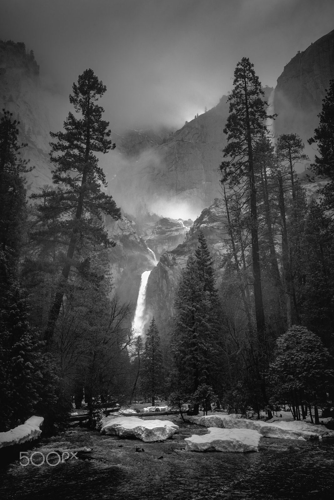 Nikon D750 sample photo. Dreaming yosemite falls b&w photography