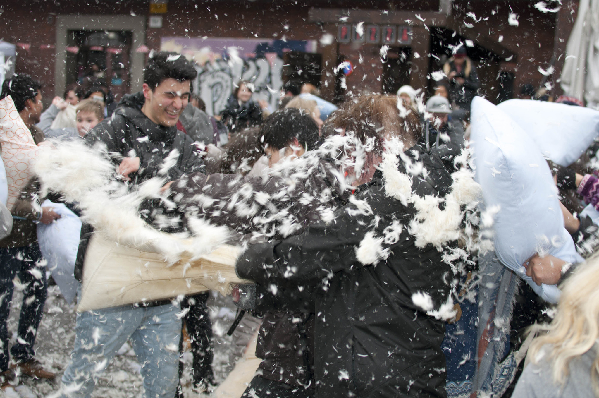 Nikon AF-S DX Nikkor 35mm F1.8G sample photo. World pillow fight photography