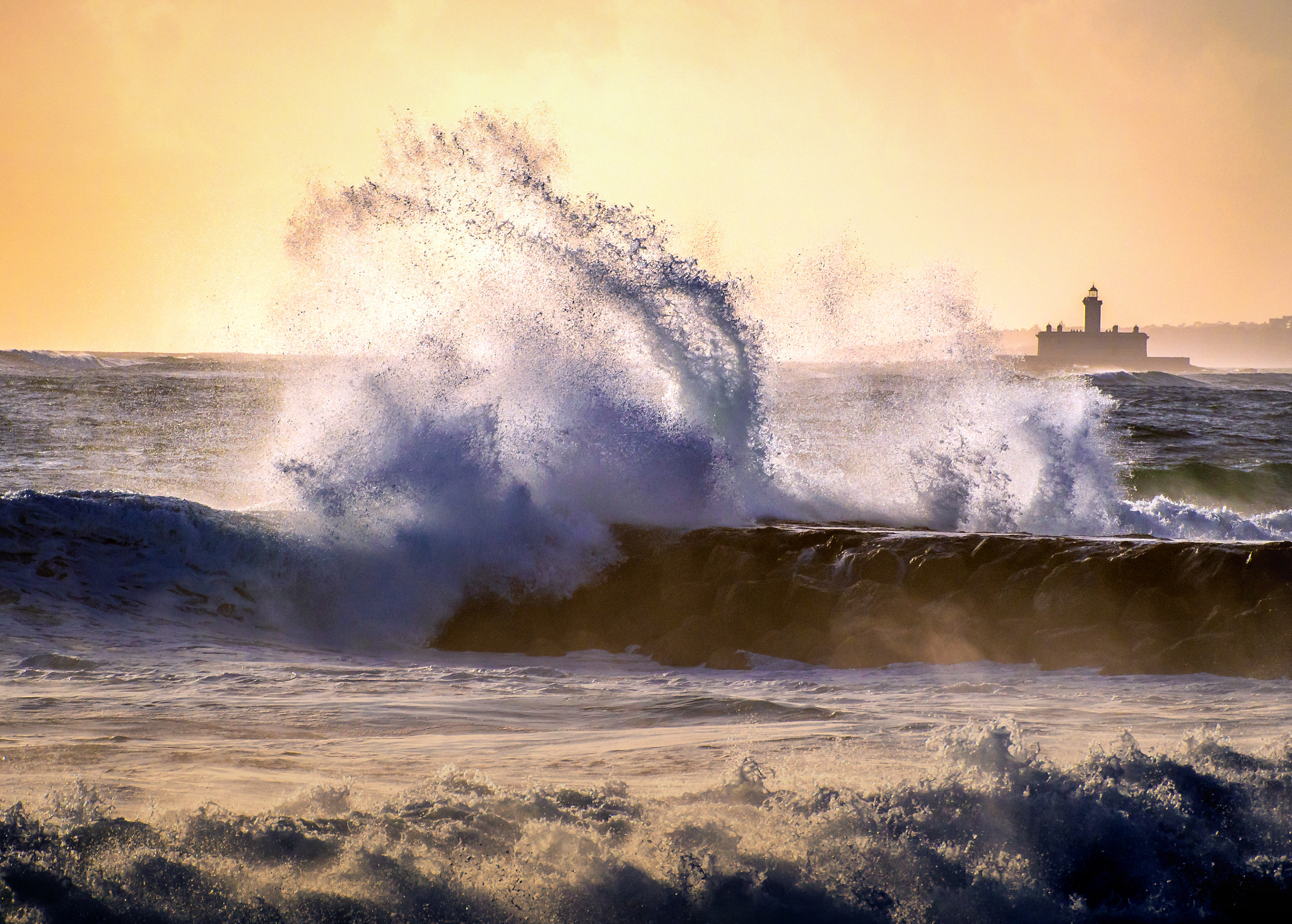 Olympus OM-D E-M5 sample photo. Rough seas in the sunset photography