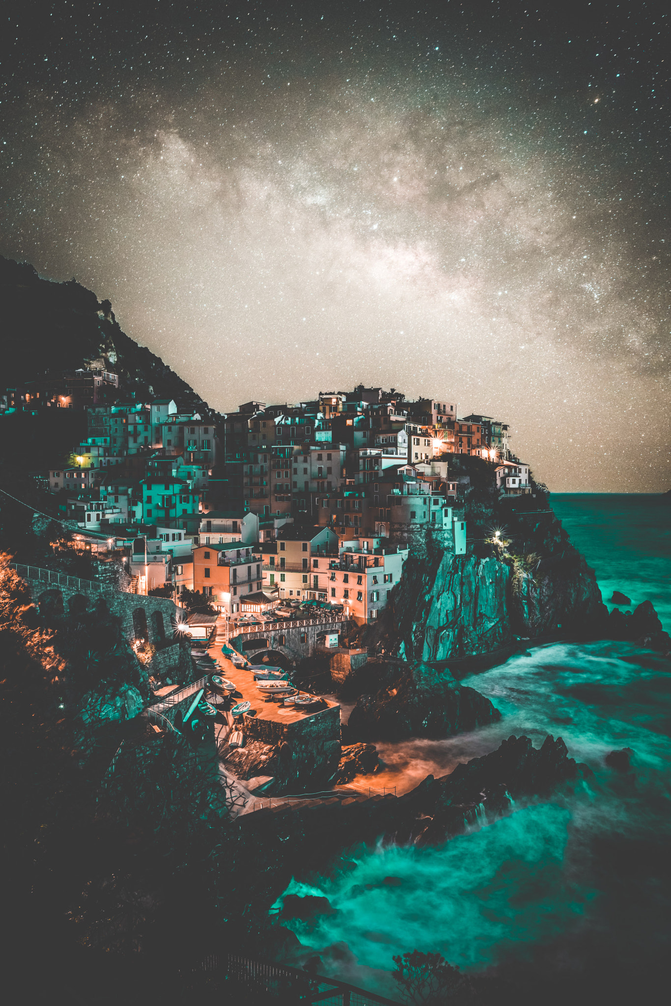 Sony a7R II sample photo. Manarola by night photography