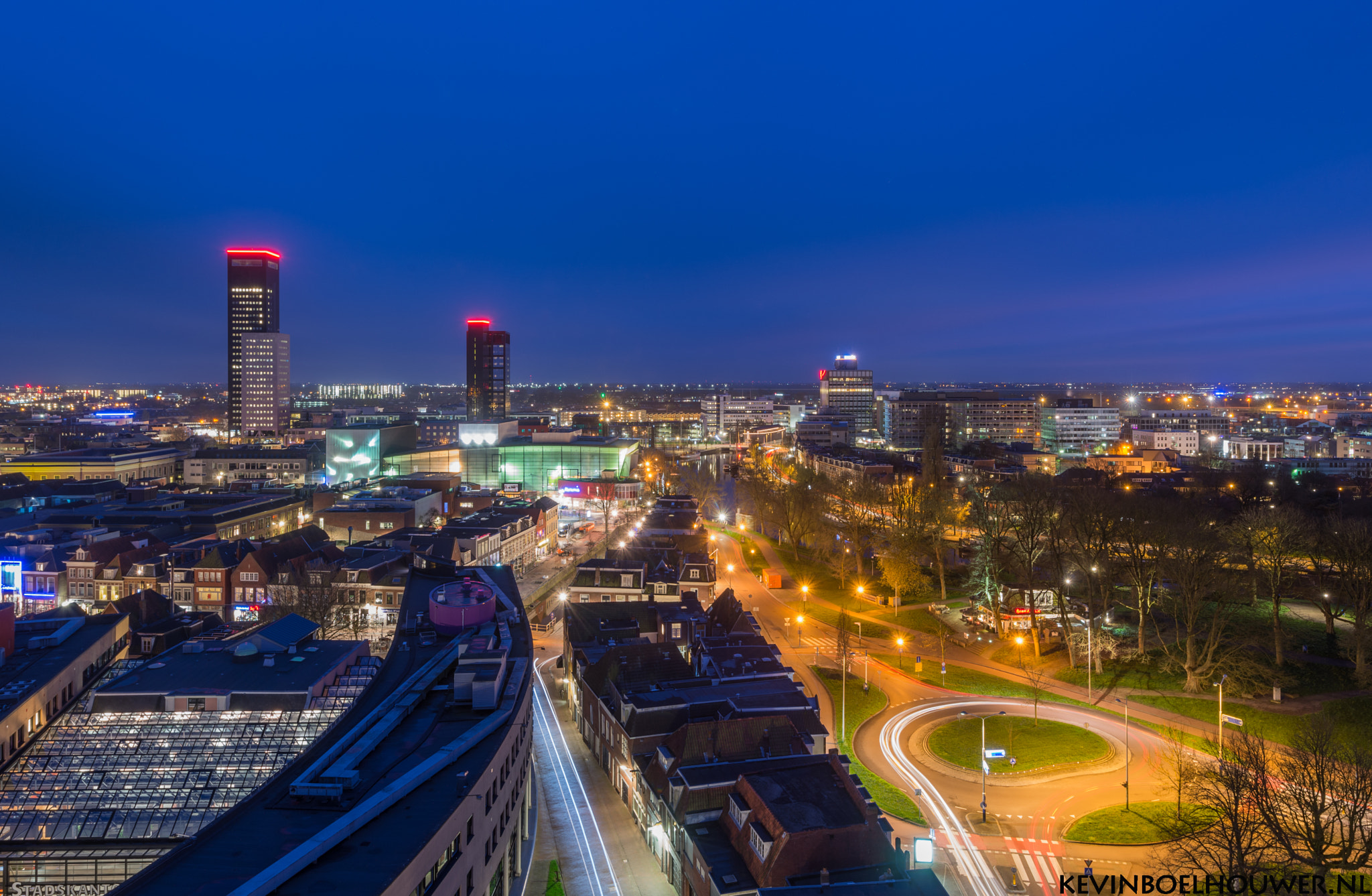 Nikon AF-S Nikkor 16-35mm F4G ED VR sample photo. Leeuwarden skyline at blue hour photography
