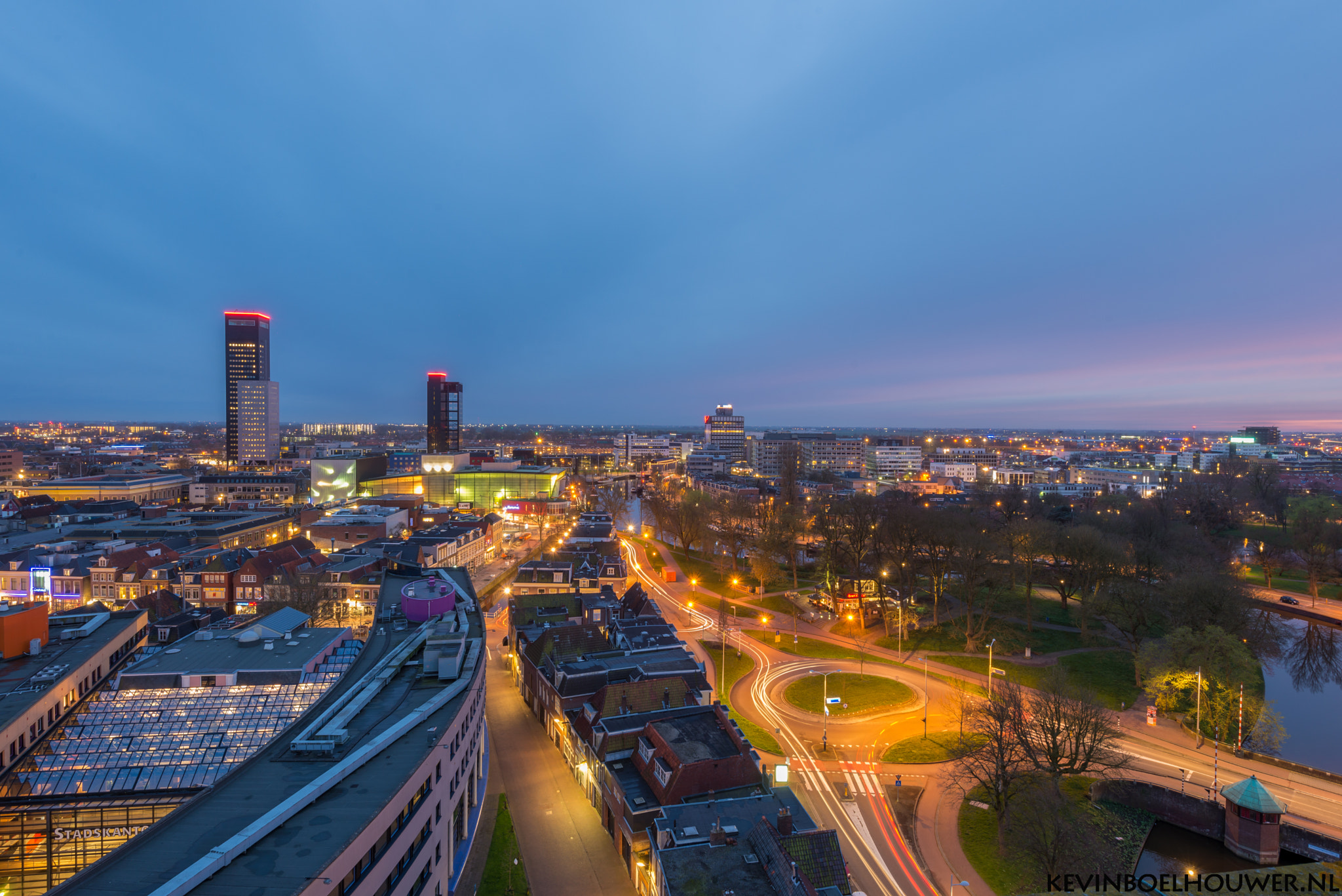 Nikon AF-S Nikkor 16-35mm F4G ED VR sample photo. Leeuwarden skyline at blue hour photography