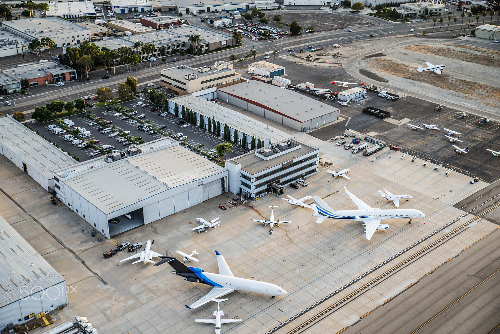 Tamron SP 24-70mm F2.8 Di VC USD sample photo. Airport with airplane, view from above photography