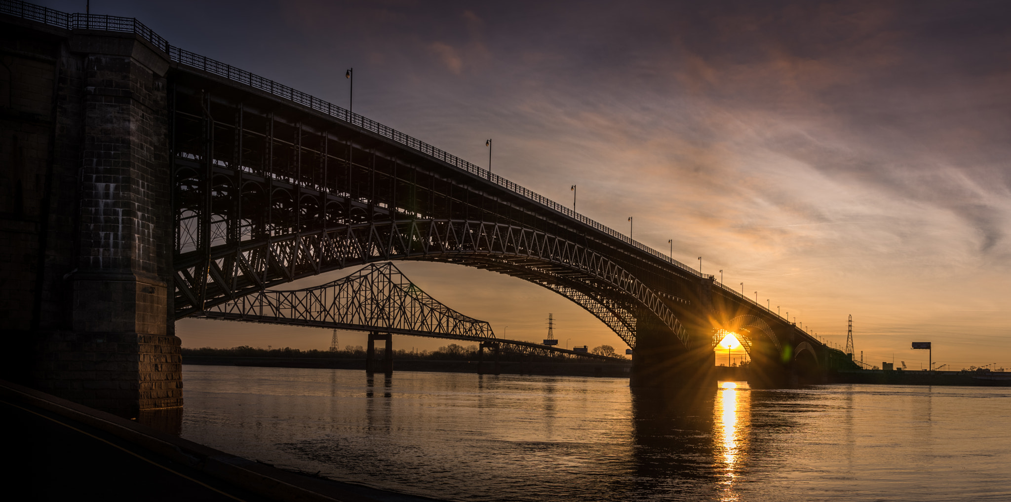 Nikon D810 sample photo. Eads bridge - sunrise photography