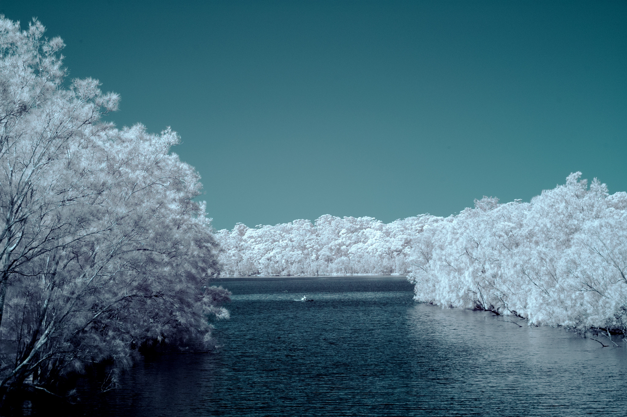 Nikon D70 + Sigma 17-50mm F2.8 EX DC OS HSM sample photo. Infrared lake photography