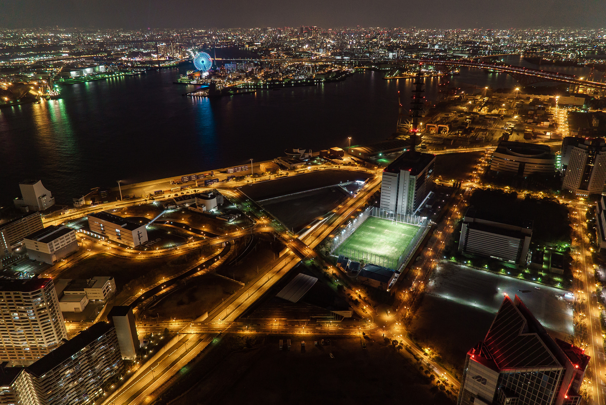 Sony a7S + Sony Vario Tessar T* FE 24-70mm F4 ZA OSS sample photo. Osaka japan cosmo tower night view photography