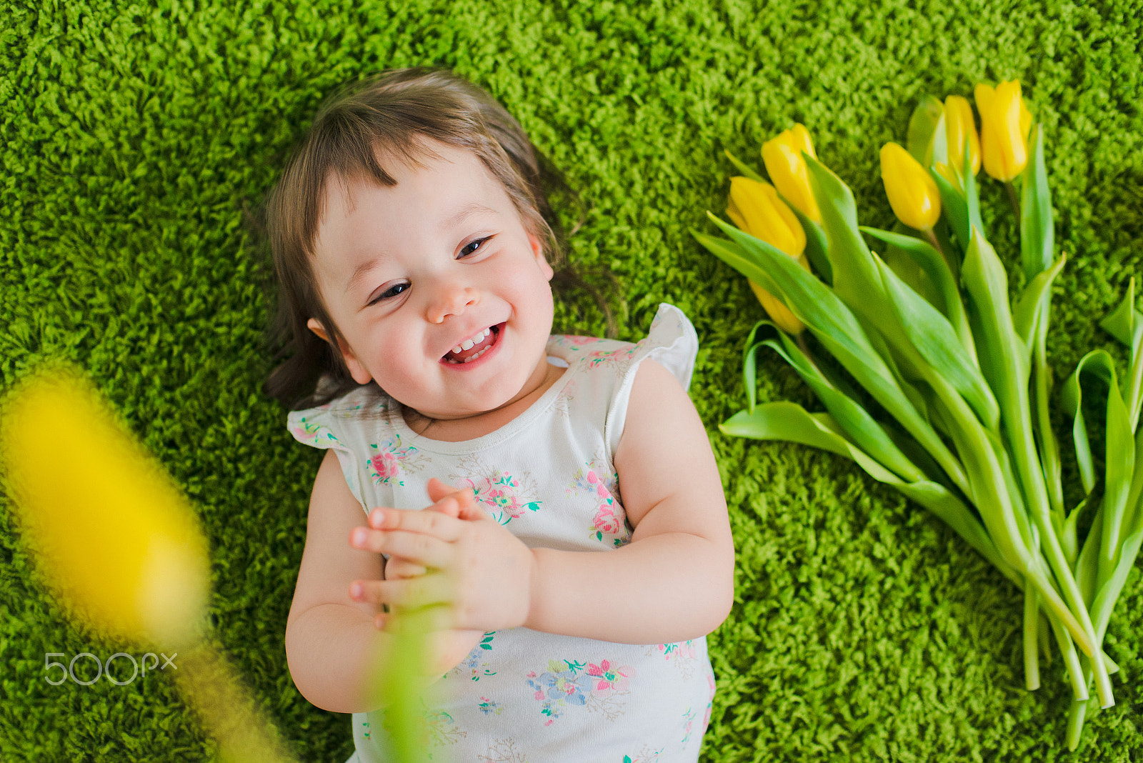 Nikon D800 + Nikon AF Nikkor 50mm F1.4D sample photo. The child lies on the grass with flowers photography