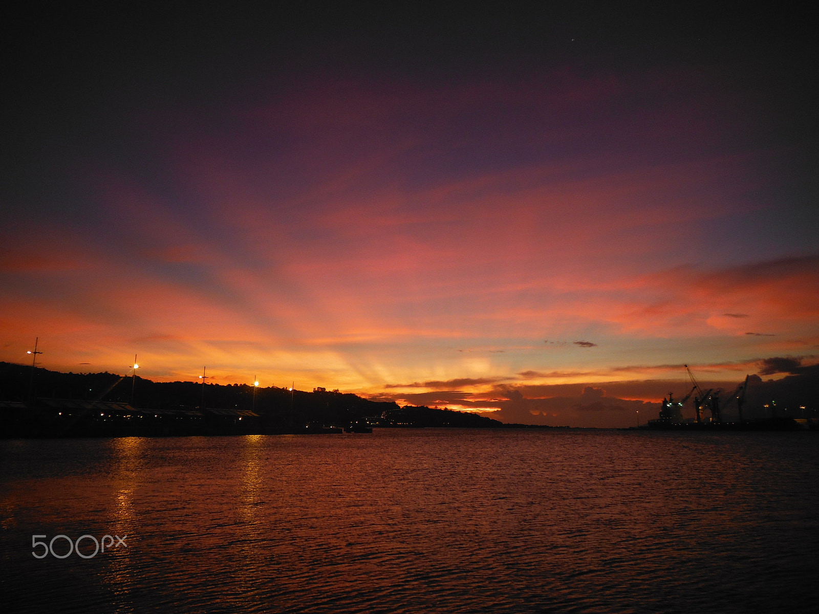 Fujifilm FinePix XP50 sample photo. Sunset papeete port photography