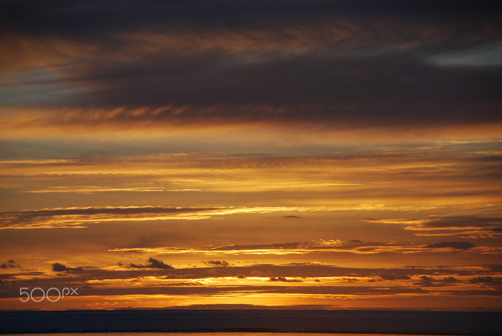 Nikon D60 sample photo. Sunset horizontal cloud lines photography