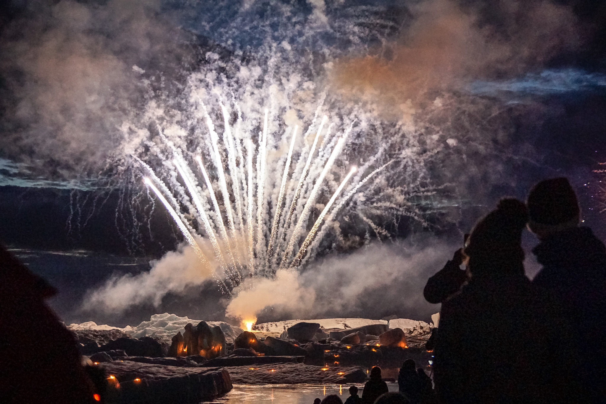 Sony ILCA-77M2 sample photo. Firework at jökulsárlón glacier lagoon photography