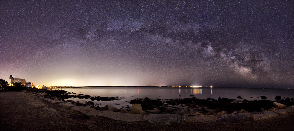 Canon EF 16-35mm F2.8L USM sample photo. Milky way over the atlantic, stonington, ct, 2017 photography