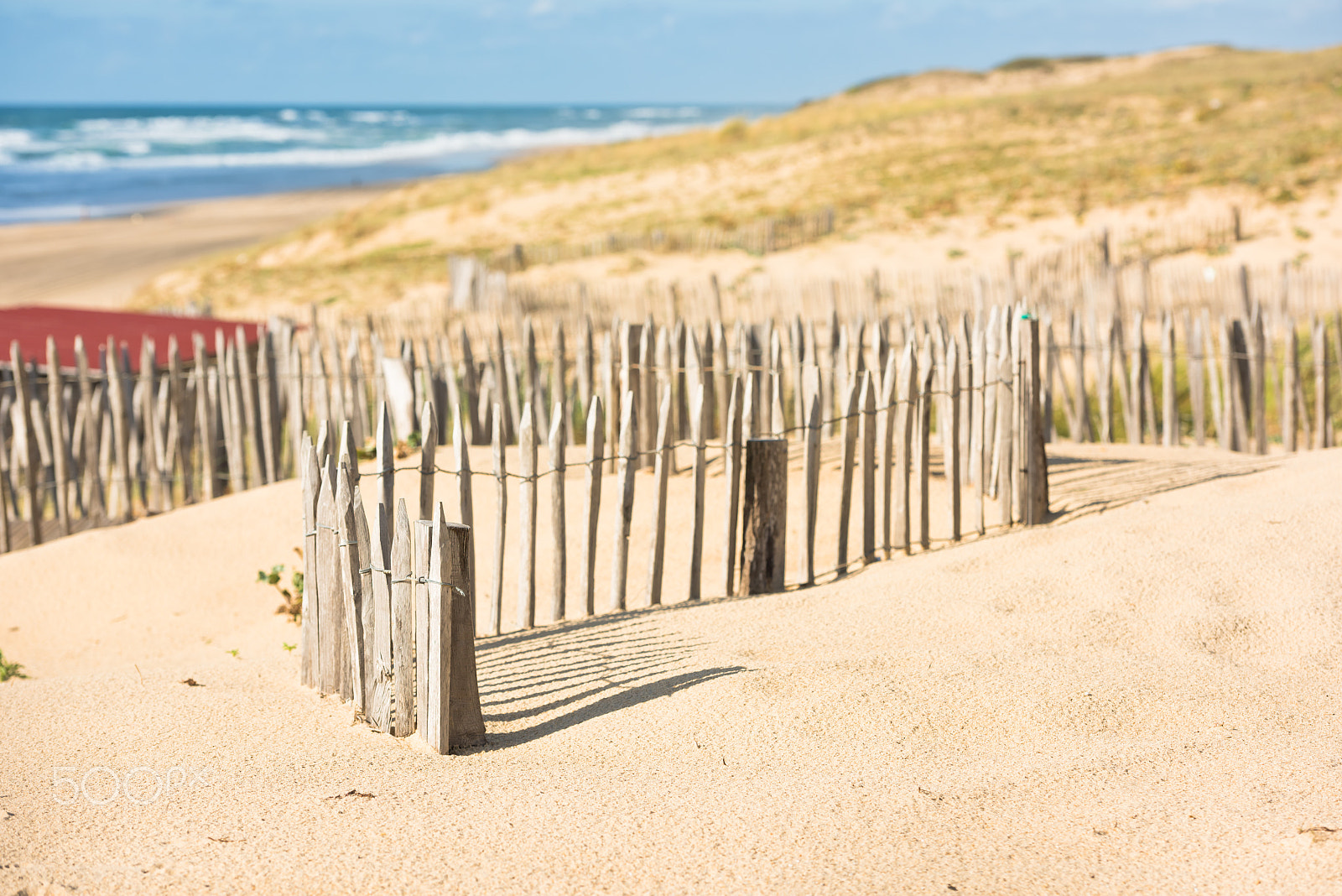 Nikon D810 sample photo. Wooden fence on atlantic beach in france photography