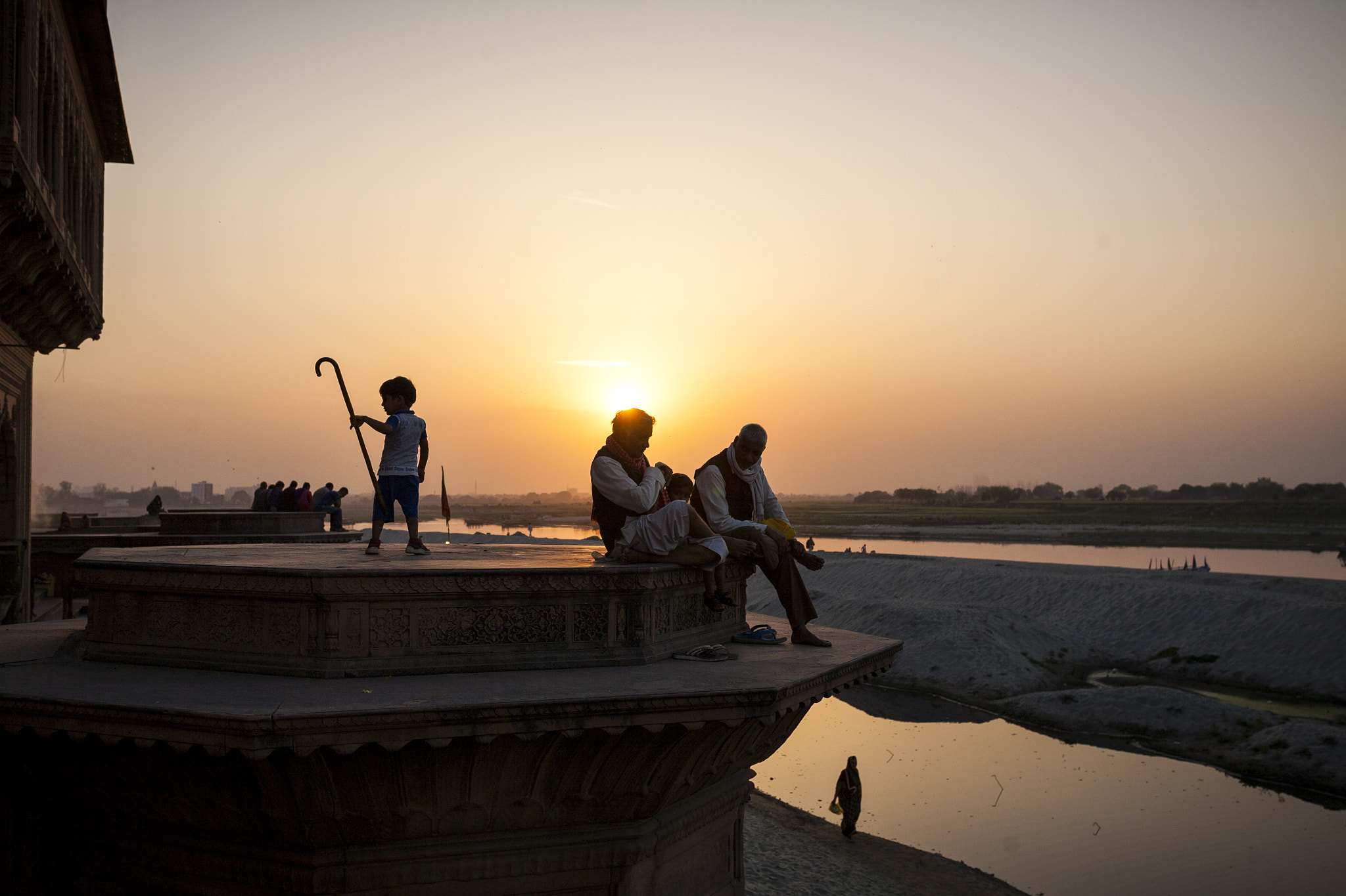 Canon EOS 5D + Sigma 35mm F1.4 DG HSM Art sample photo. Sunset, vrindavan ghat  photography