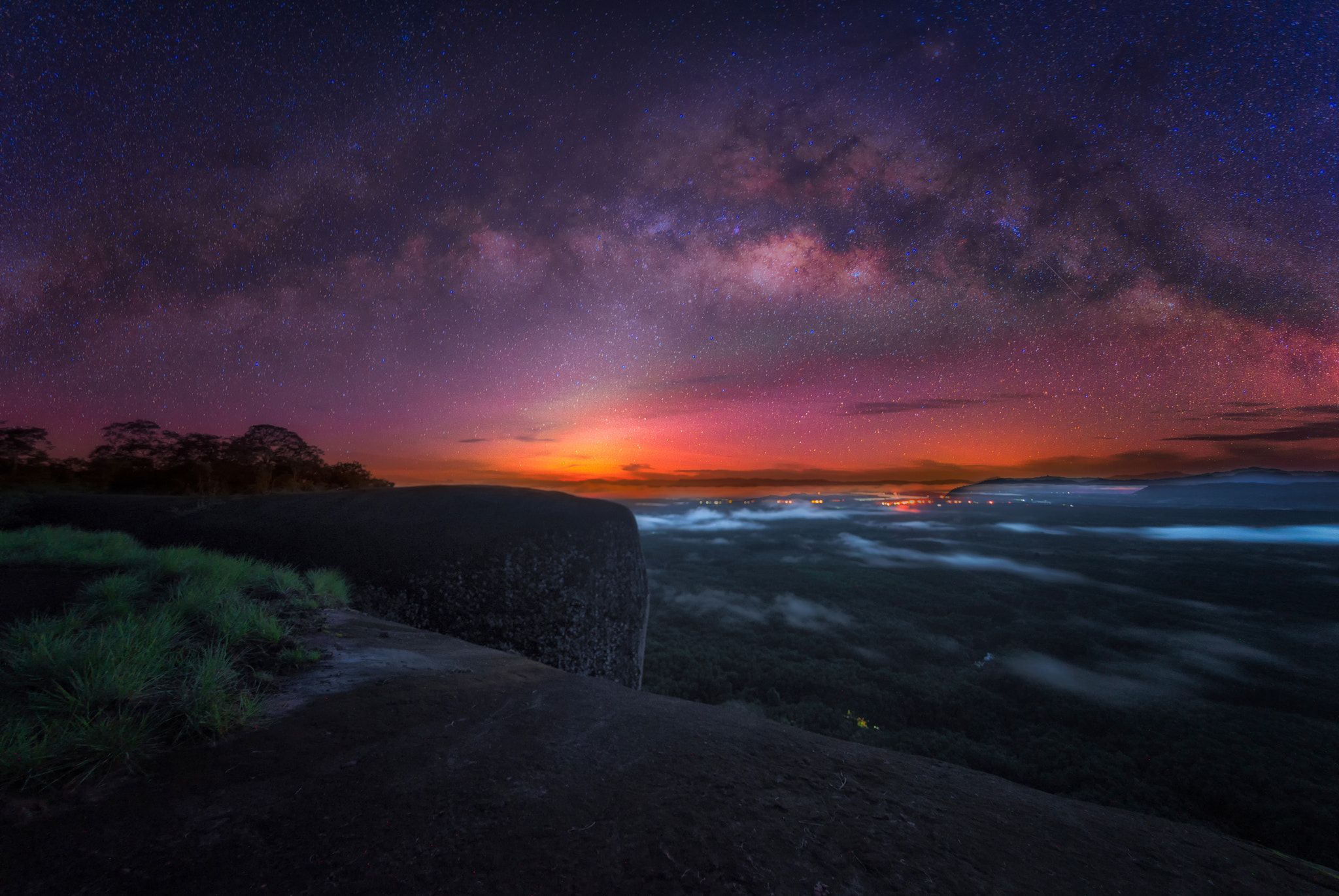 Nikon D750 + Nikon AF Fisheye-Nikkor 16mm F2.8D sample photo. Milky way and fog of mountain rock in thailand. photography