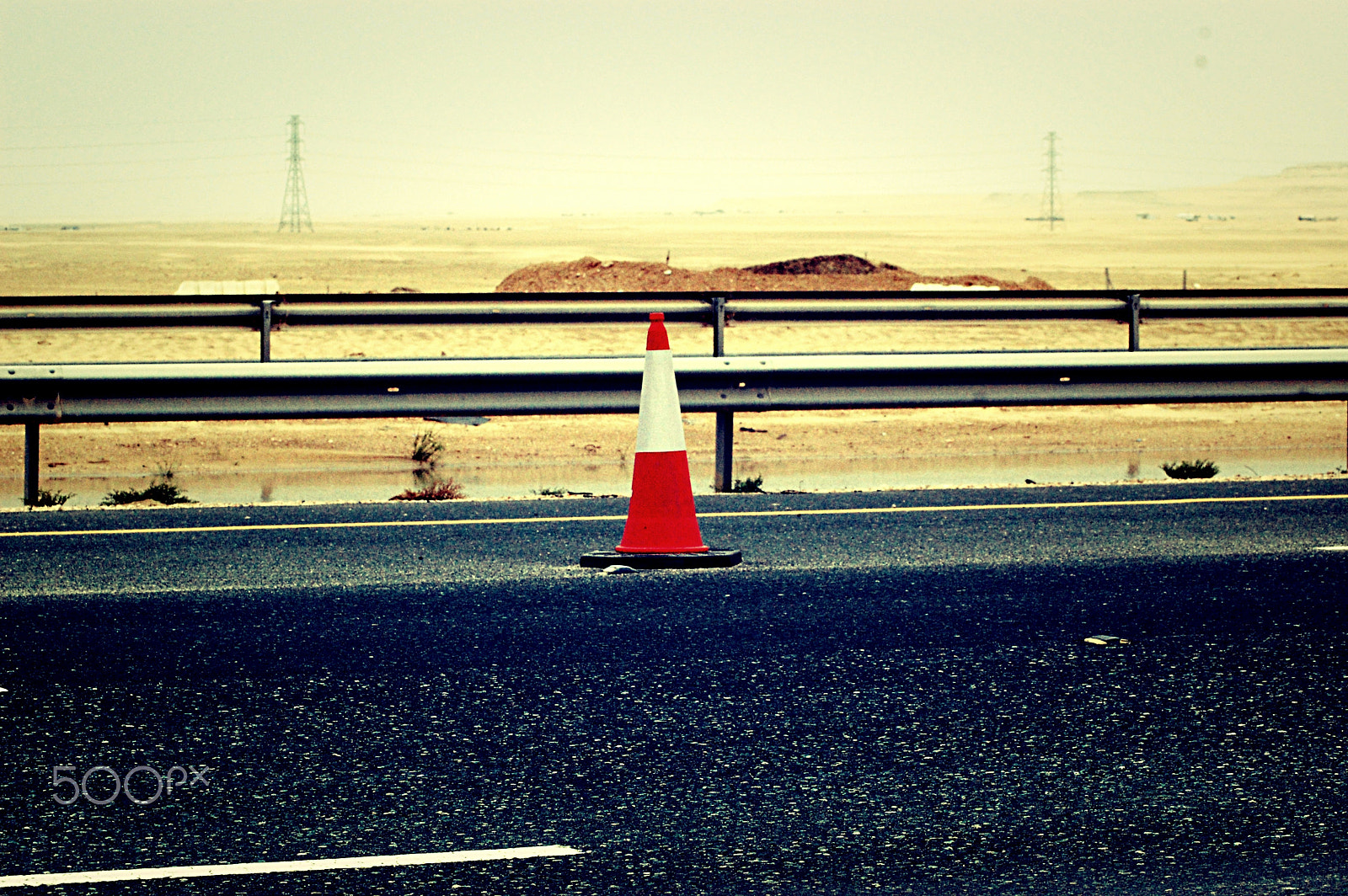 Nikon AF Nikkor 70-300mm F4-5.6G sample photo. Road cone-marker on a highway photography