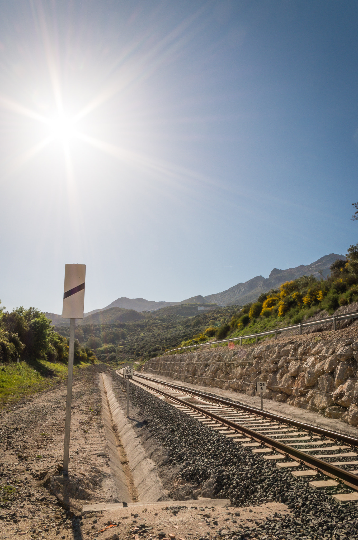 Pentax K-30 sample photo. Railway sign in andalucia photography