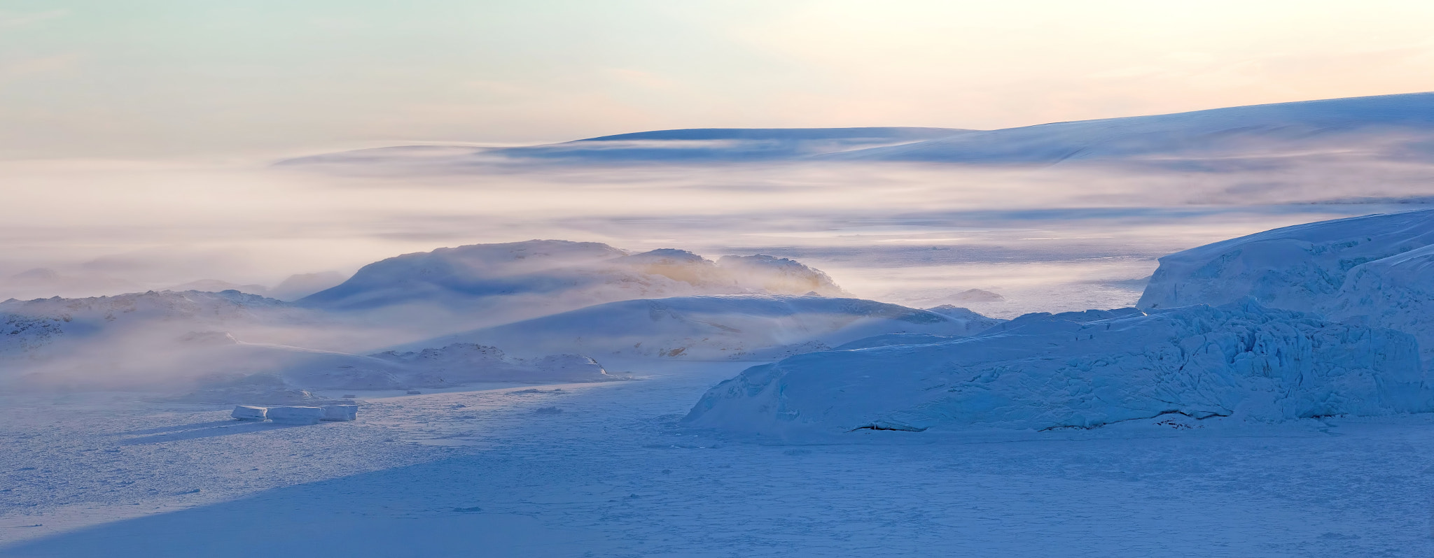 Canon EF 70-300mm F4-5.6 IS USM sample photo. Foggy icescape, antarctica photography