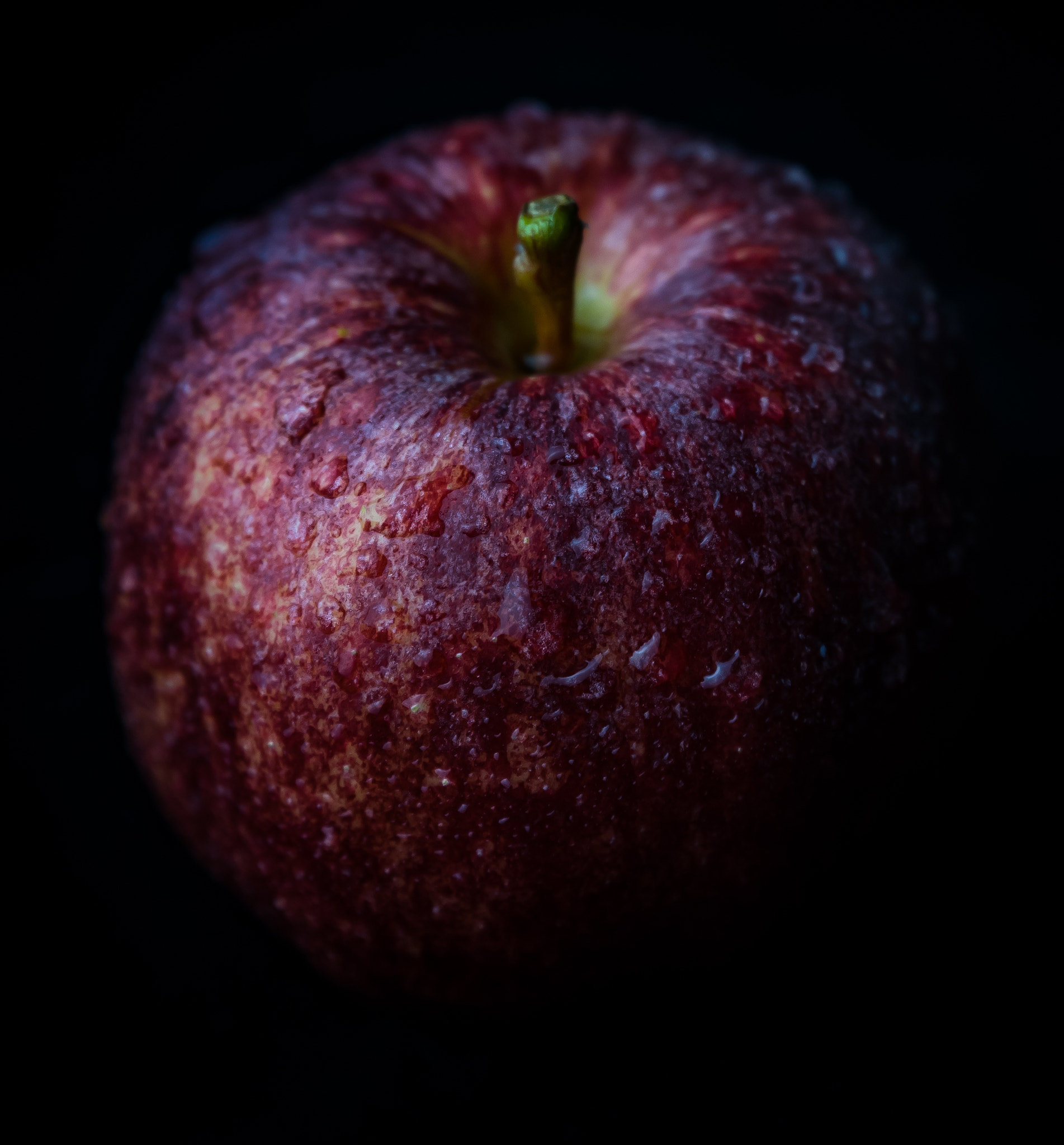 Nikon D750 sample photo. Red apple against black background photography