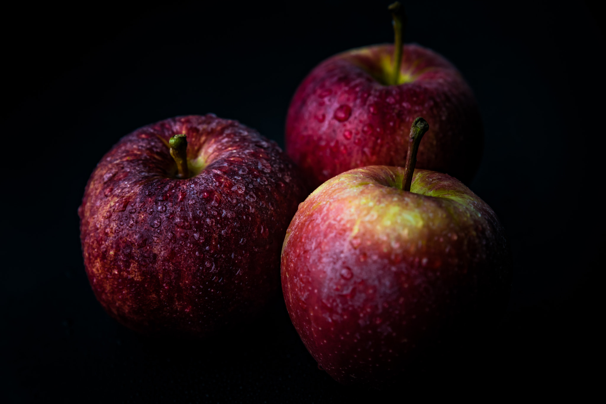 Nikon D750 sample photo. Red apple against black background photography