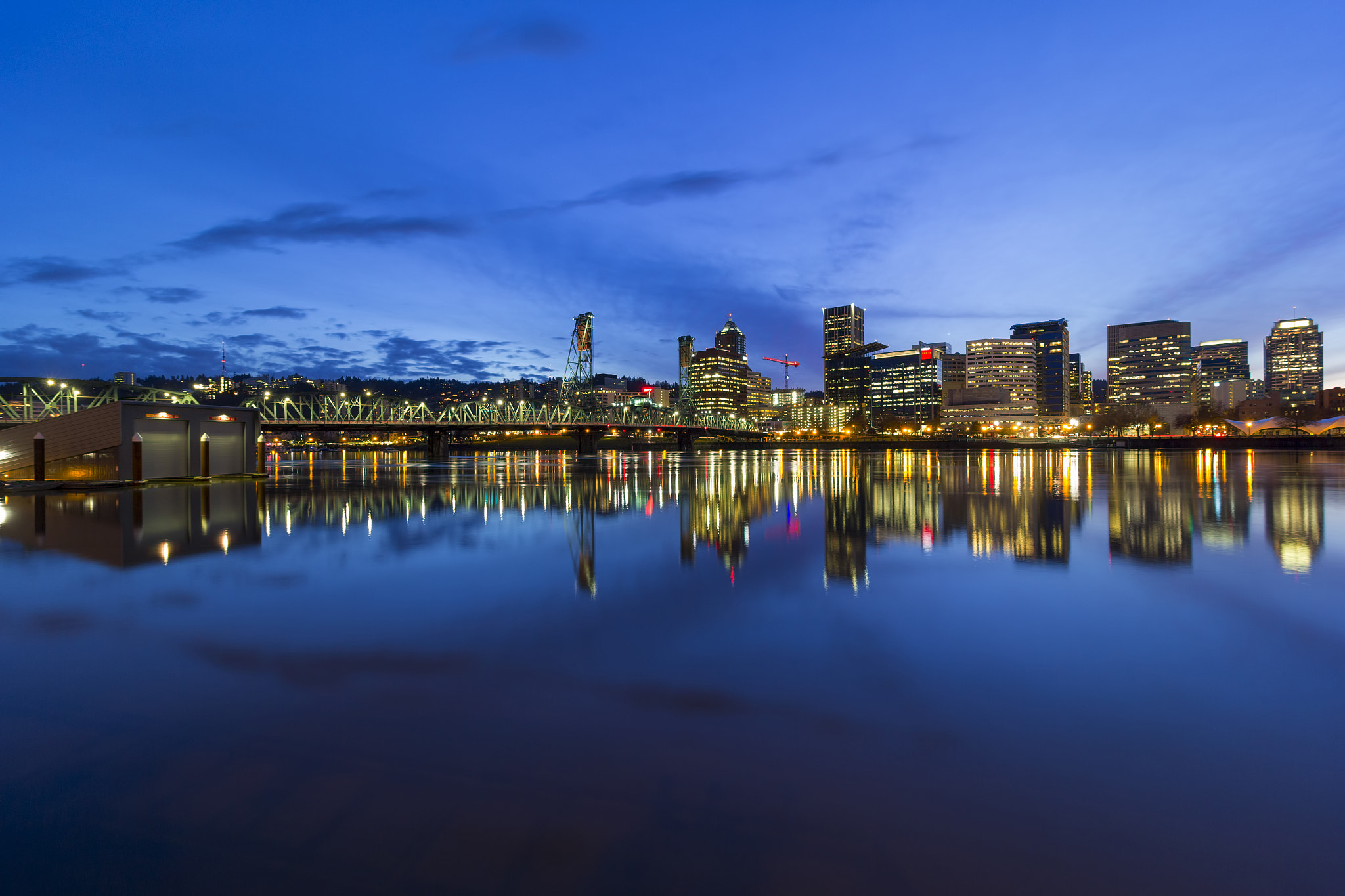 Canon EOS 60D sample photo. Portland city downtown cityscape blue hour photography