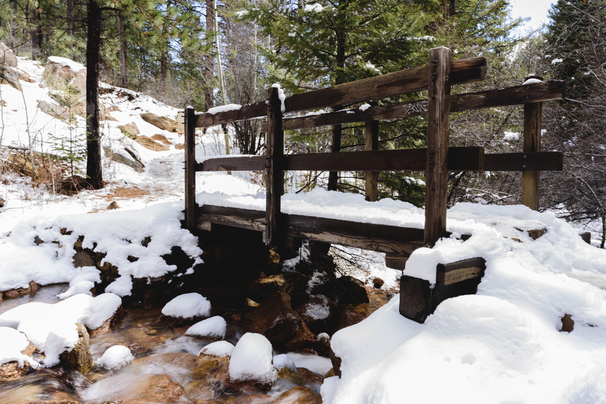 Nikon D750 sample photo. Snowy bridge photography
